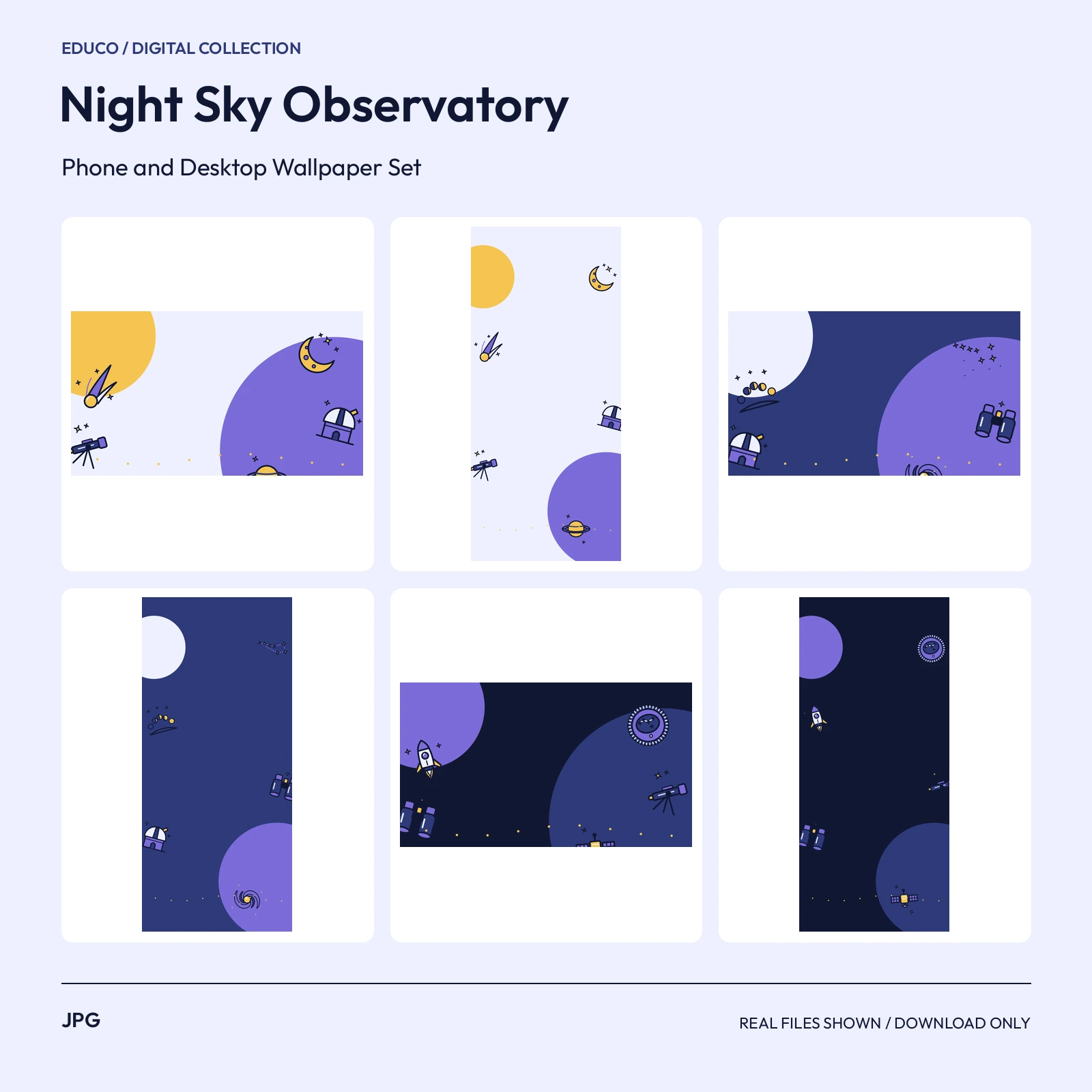 Night Sky Observatory - Phone and Desktop Wallpaper Set preview