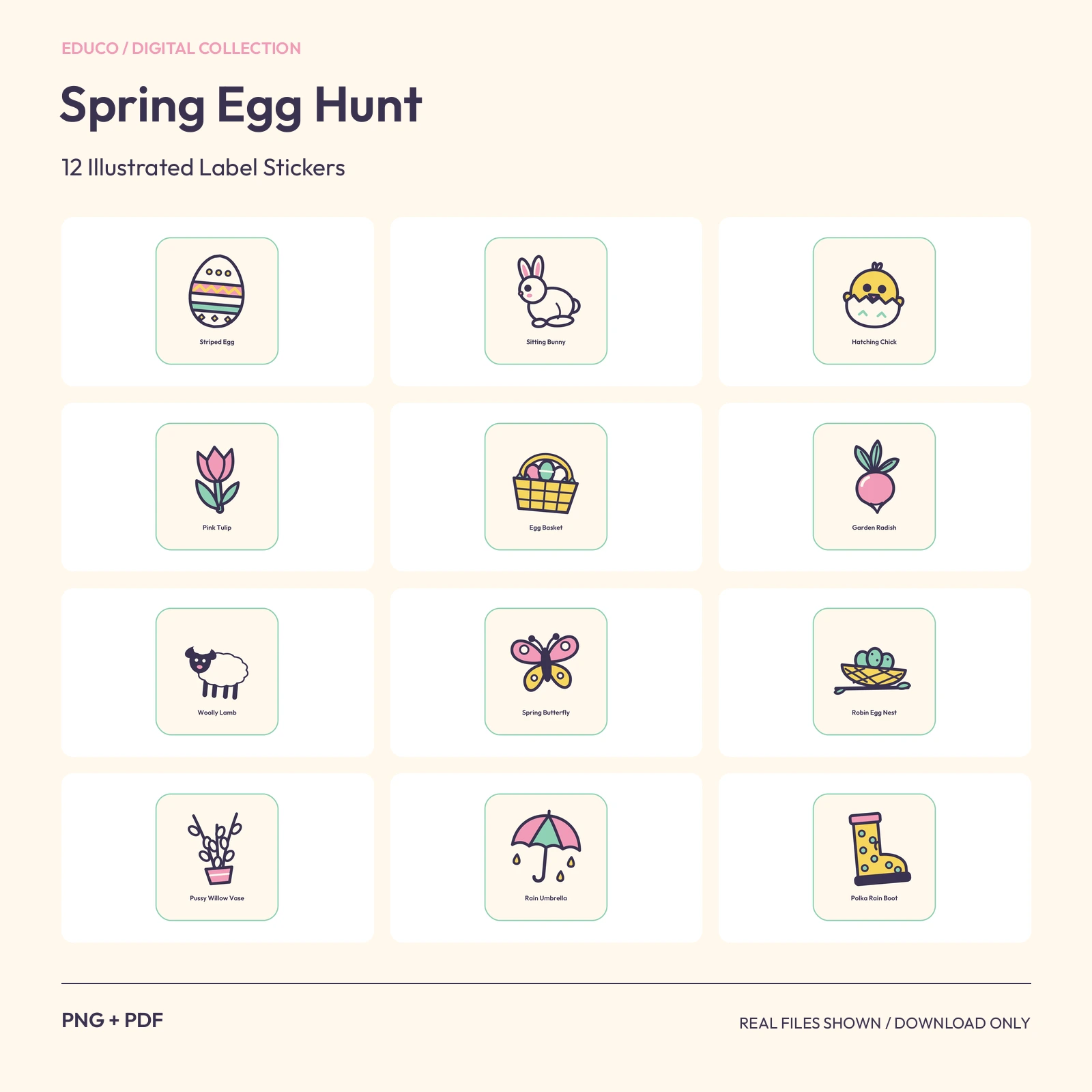 Spring Egg Hunt - 12 Illustrated Label Stickers preview