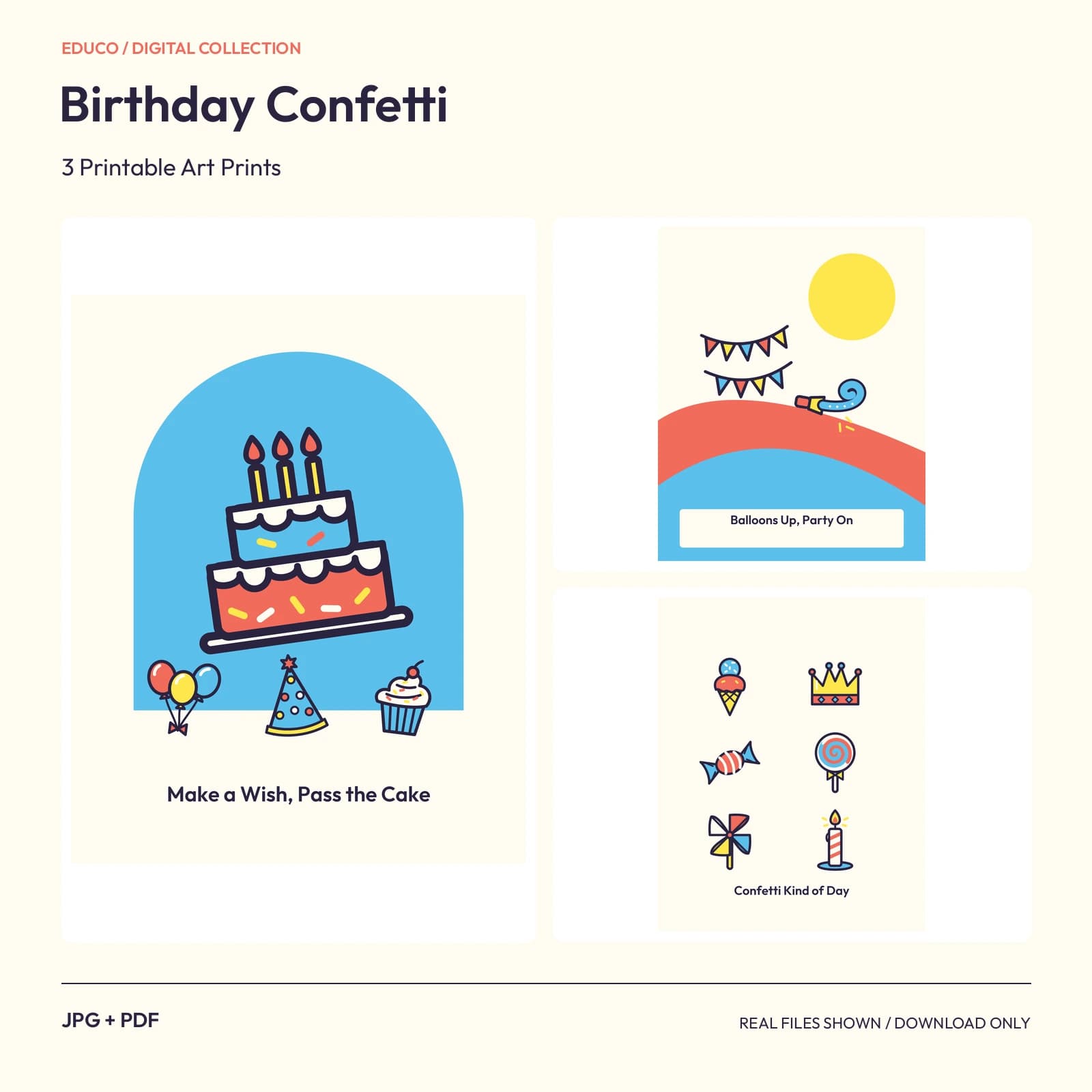 Birthday Confetti - 3 Printable Art Prints preview