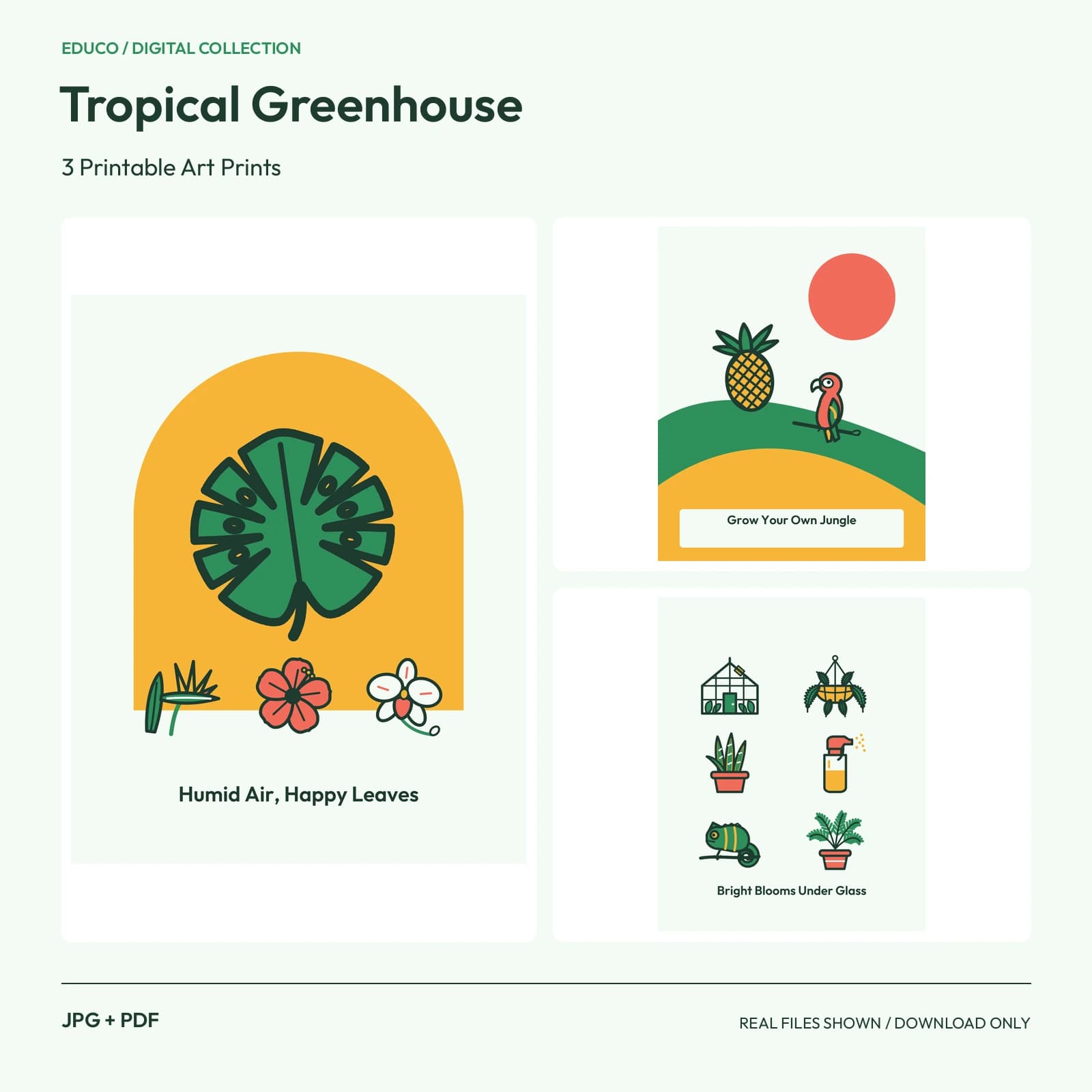 Tropical Greenhouse - 3 Printable Art Prints preview