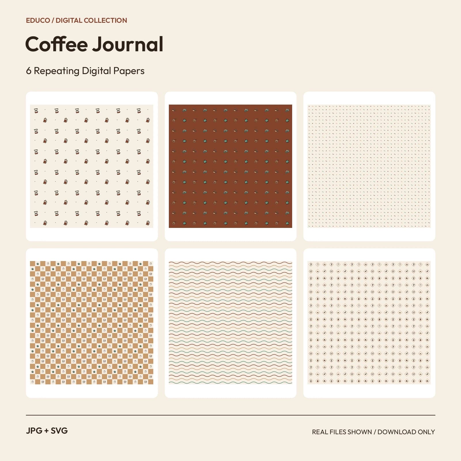 Coffee Journal - 6 Repeating Digital Papers preview