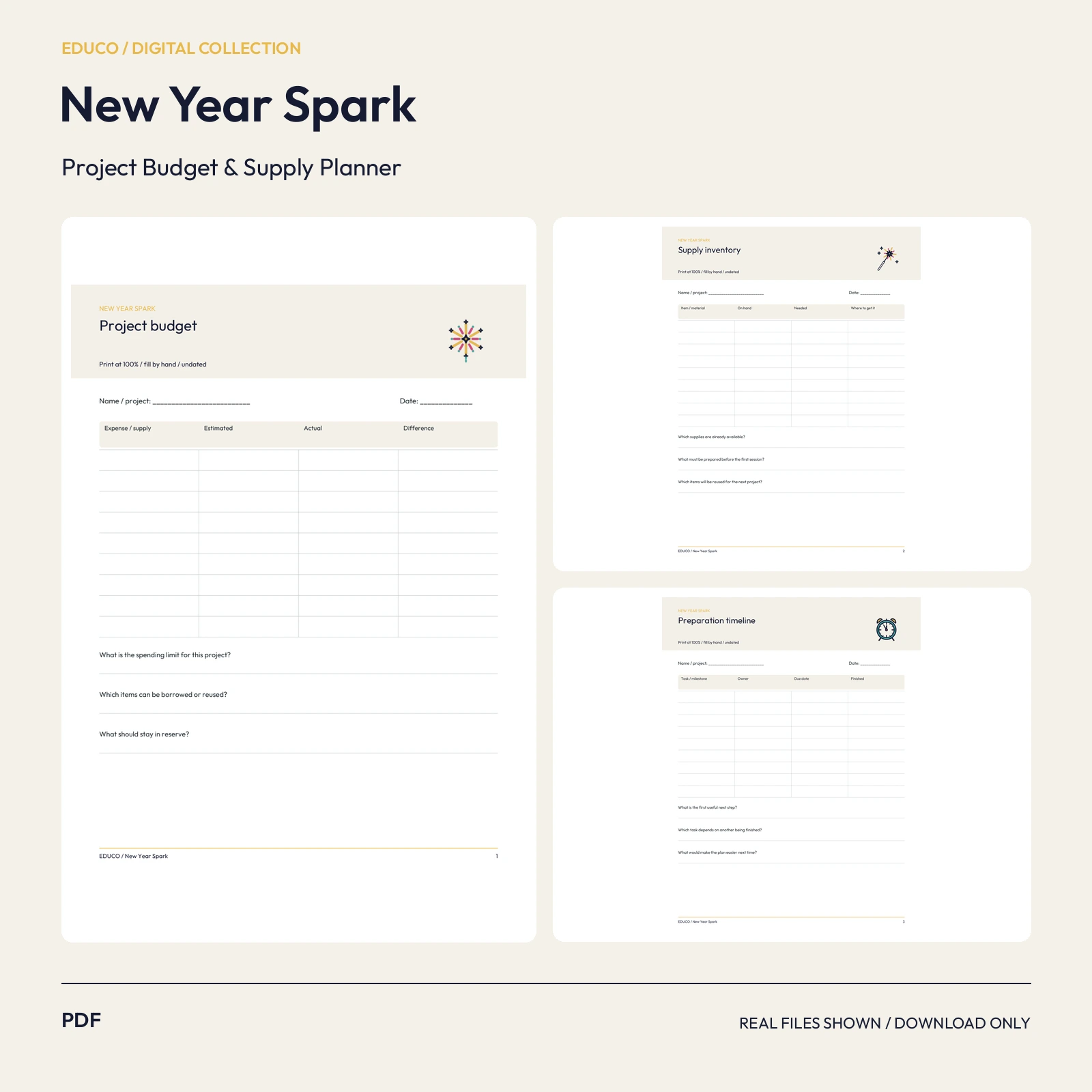 New Year Spark - Project Budget and Supply Planner preview