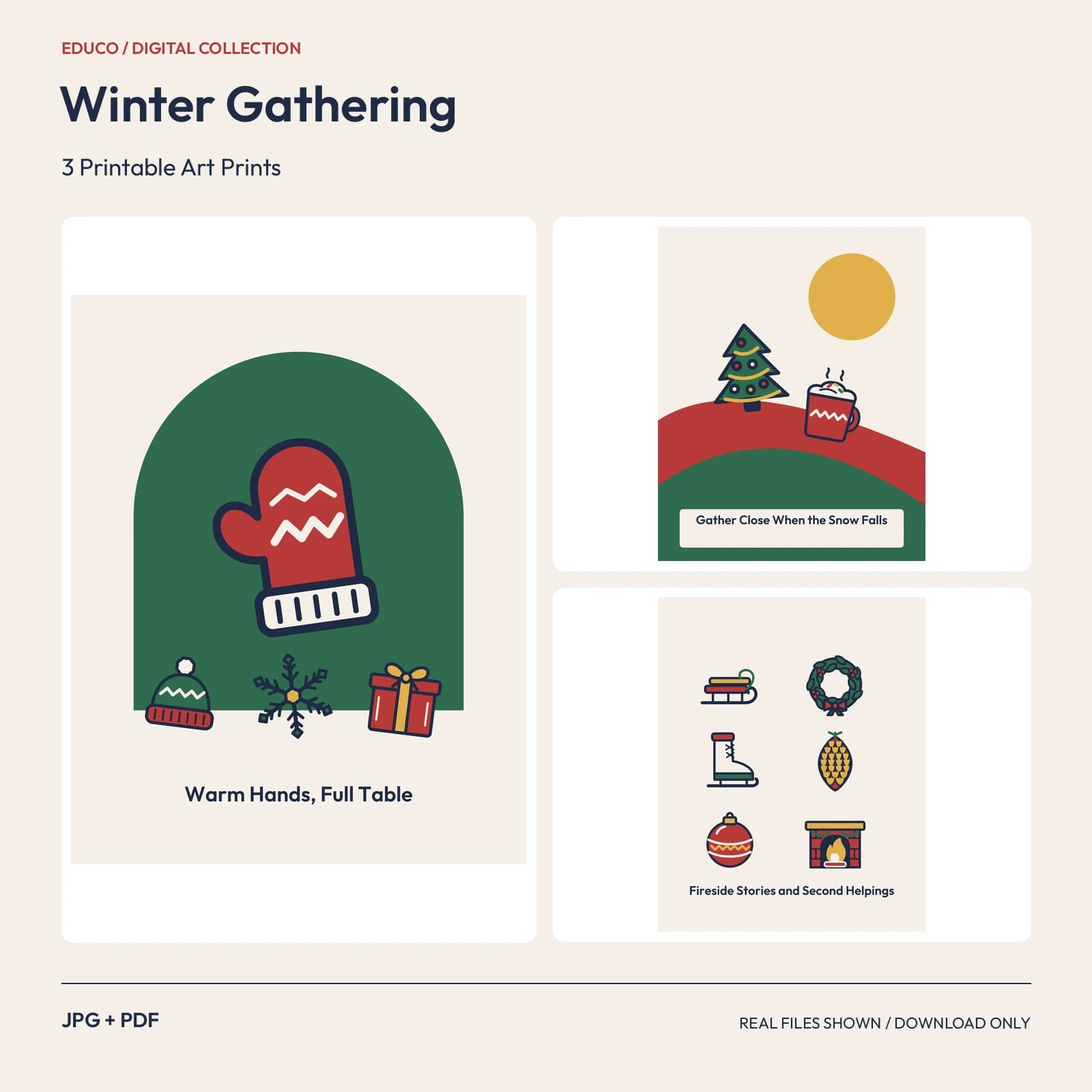 Winter Gathering - 3 Printable Art Prints preview