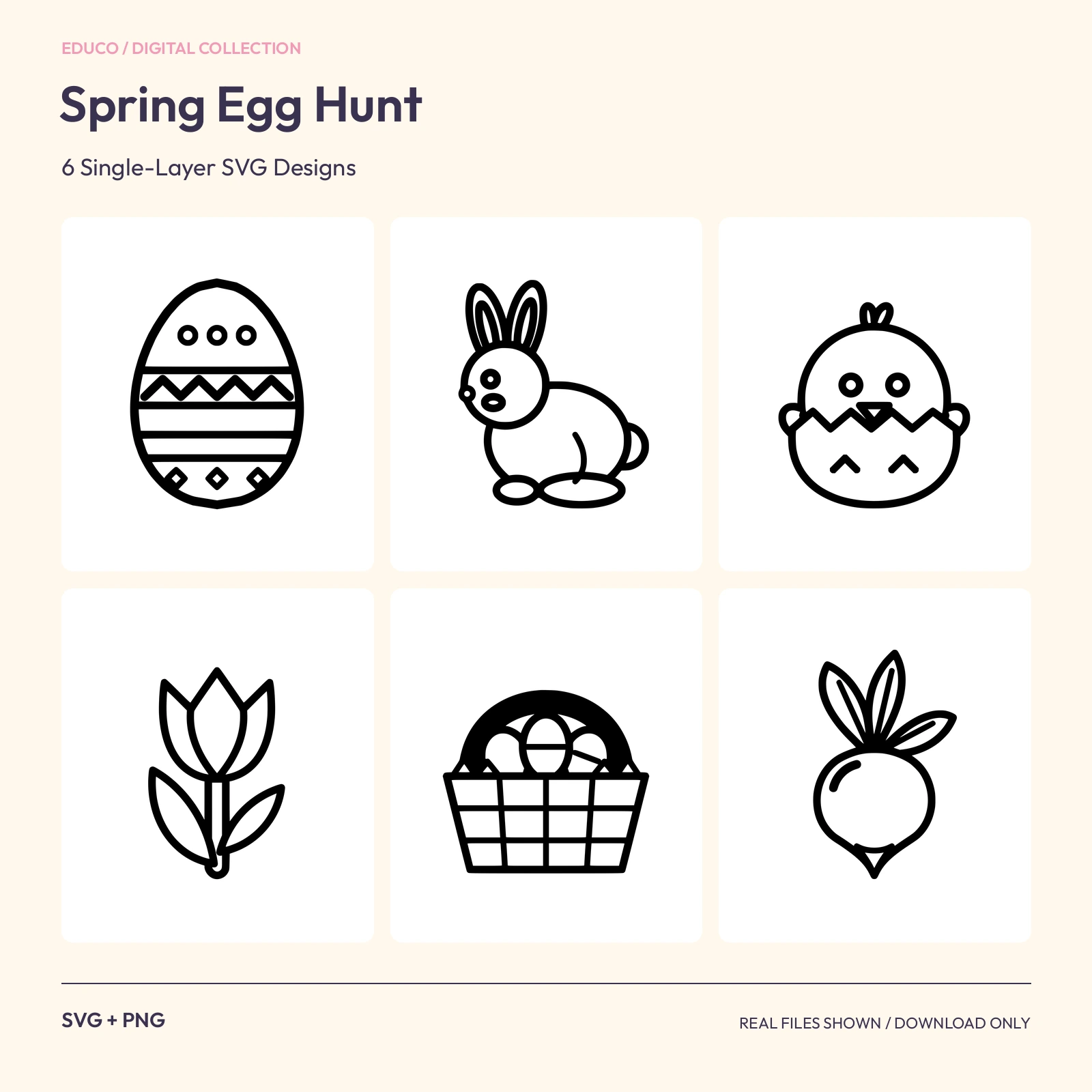 Spring Egg Hunt - 6 Single-Layer SVG Designs preview
