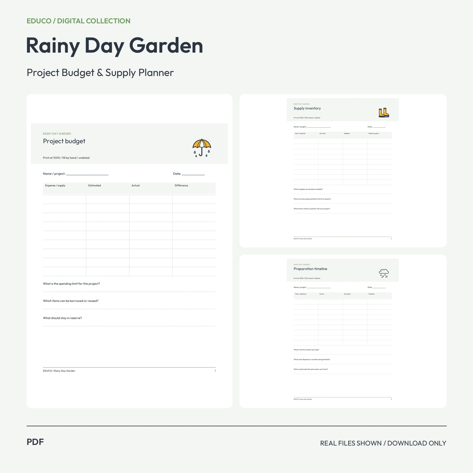 Rainy Day Garden - Project Budget and Supply Planner preview