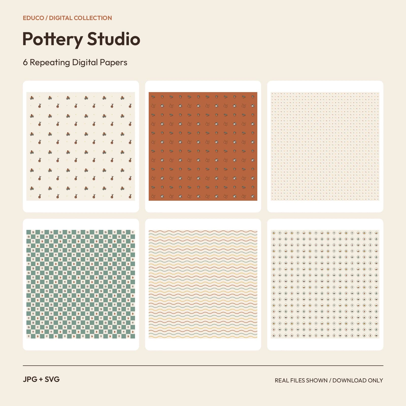 Pottery Studio - 6 Repeating Digital Papers preview