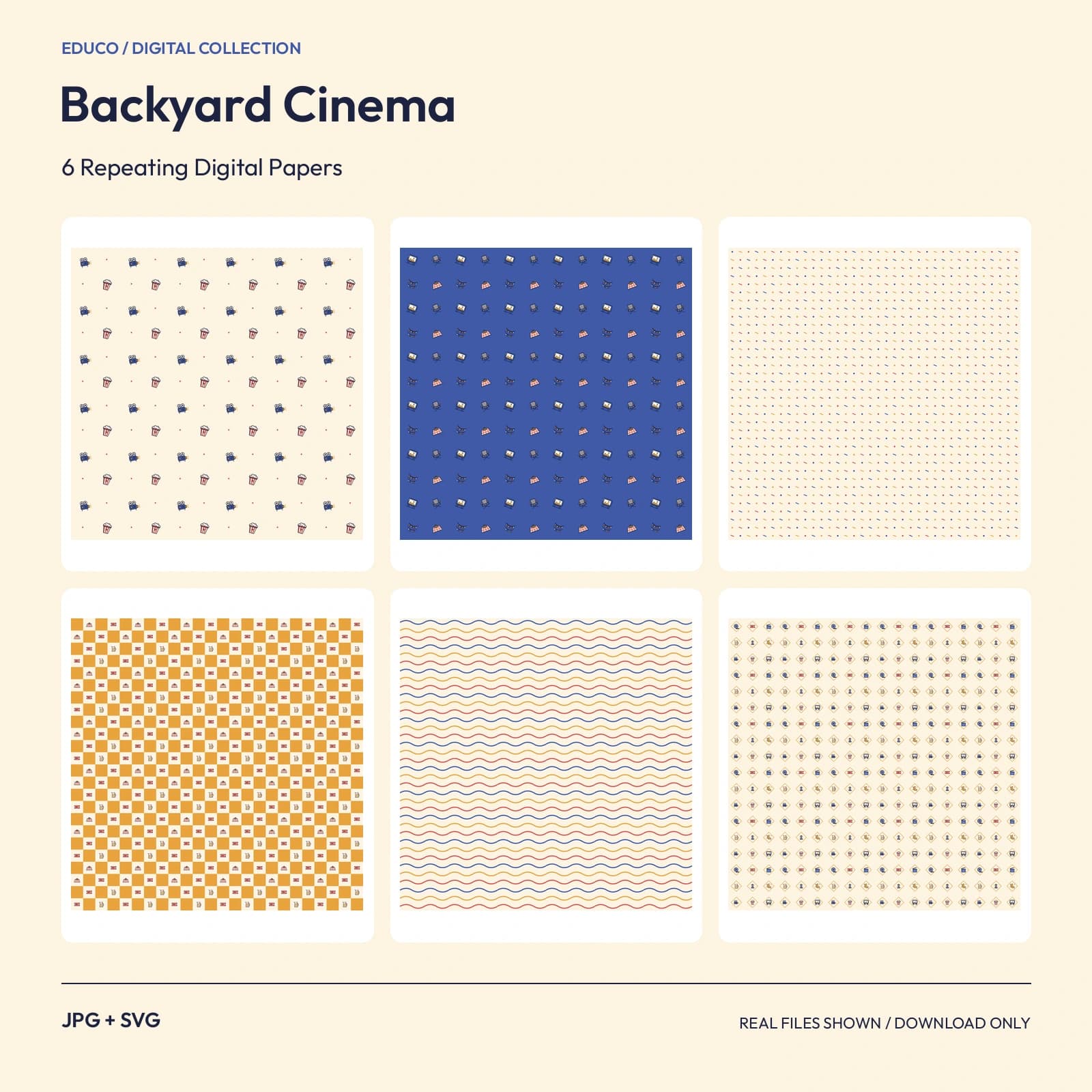 Backyard Cinema - 6 Repeating Digital Papers preview