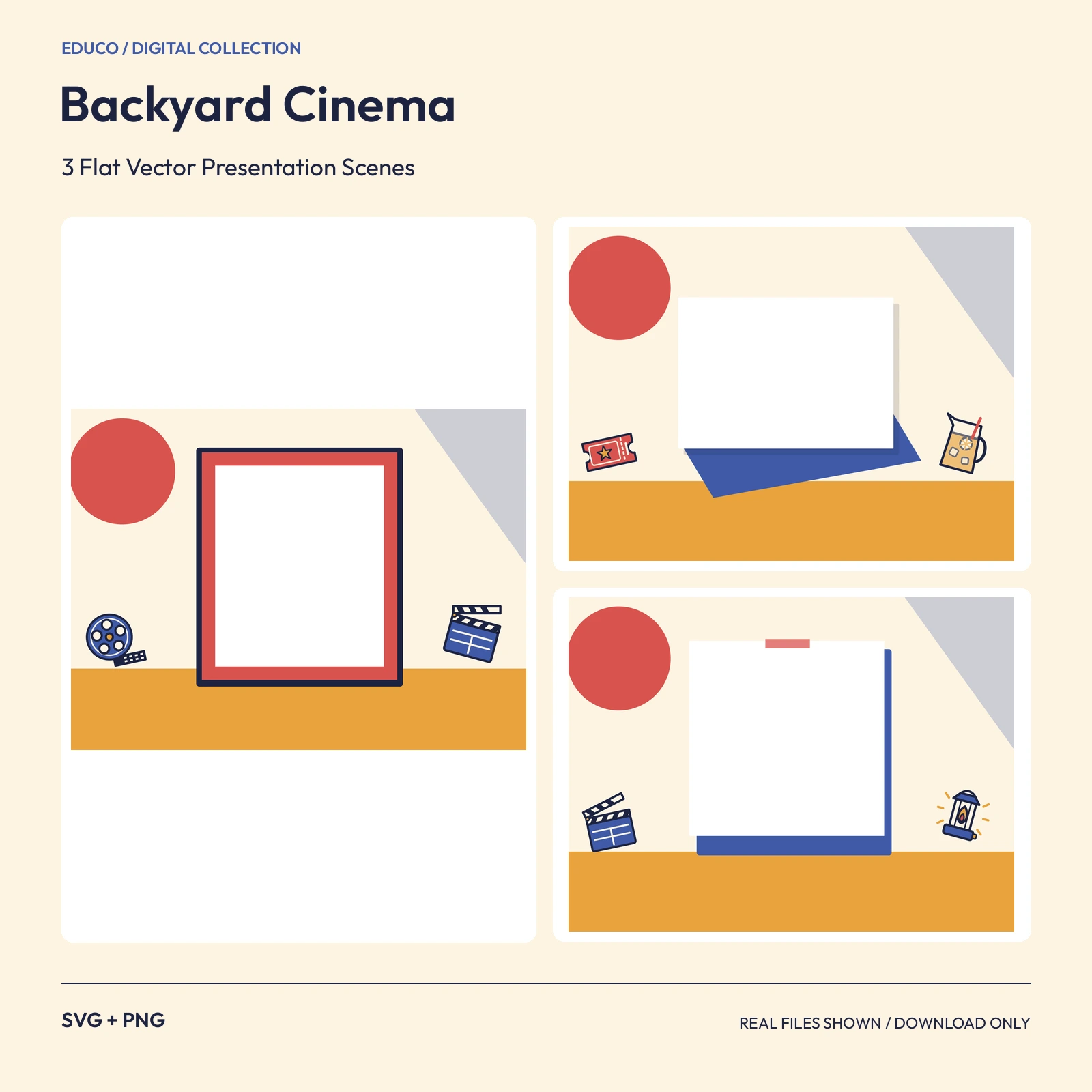 Backyard Cinema - 3 Flat Vector Presentation Scenes preview