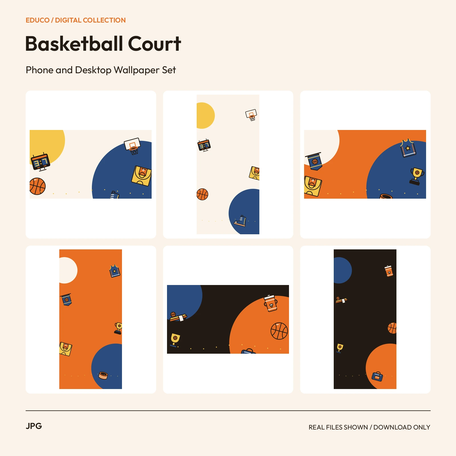 Basketball Court - Phone and Desktop Wallpaper Set preview