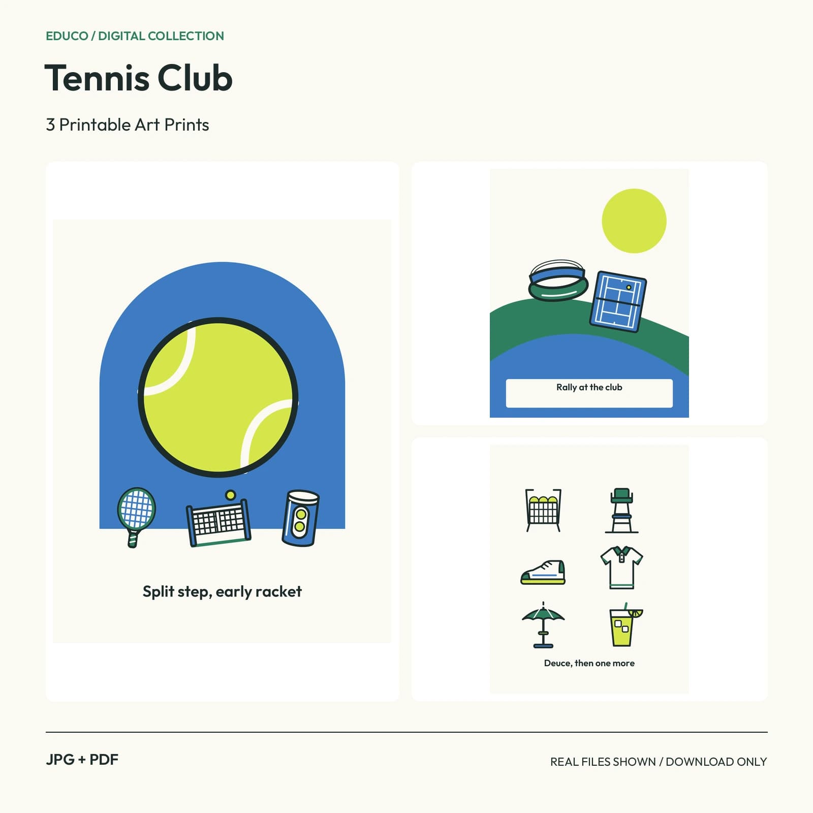 Tennis Club - 3 Printable Art Prints preview