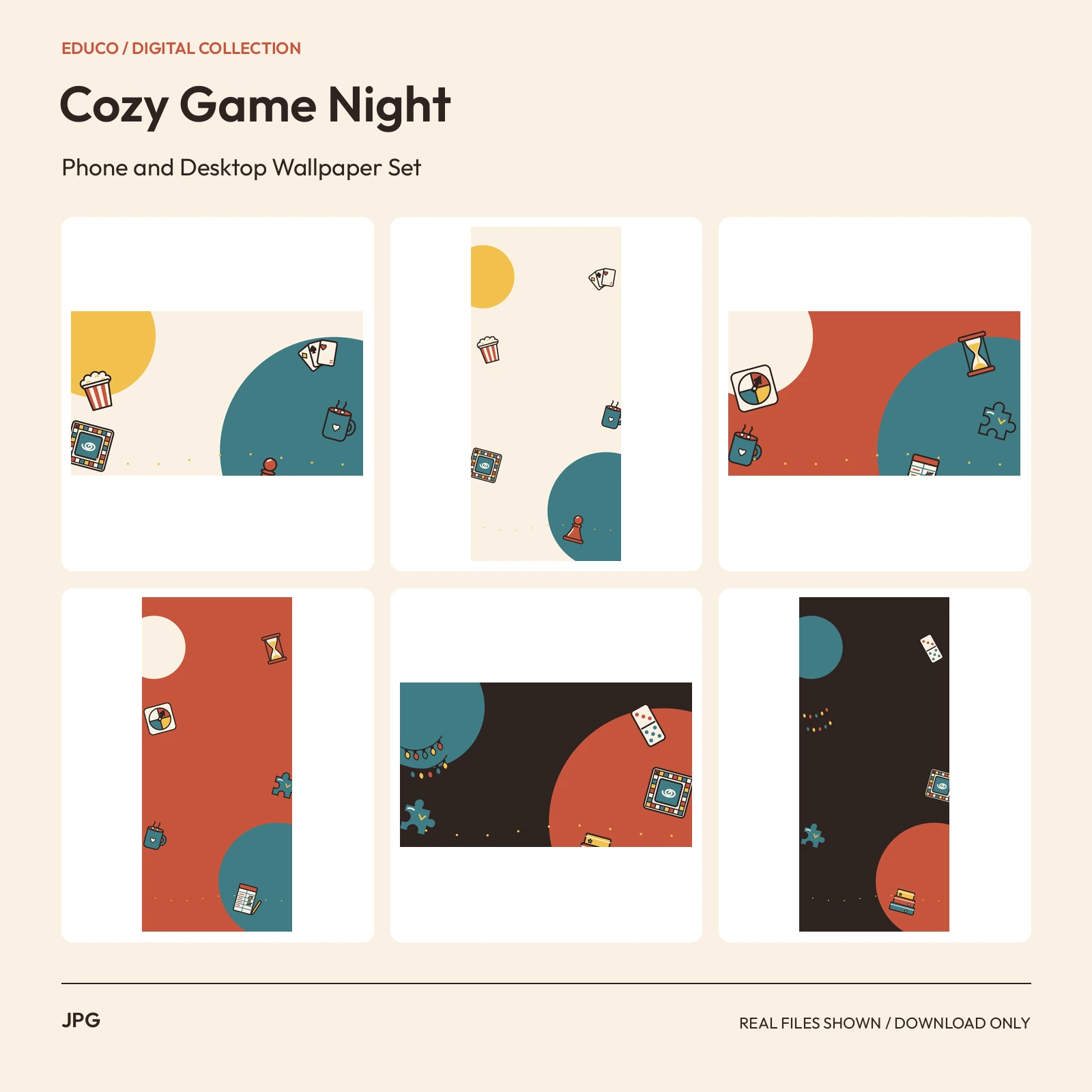 Cozy Game Night - Phone and Desktop Wallpaper Set preview