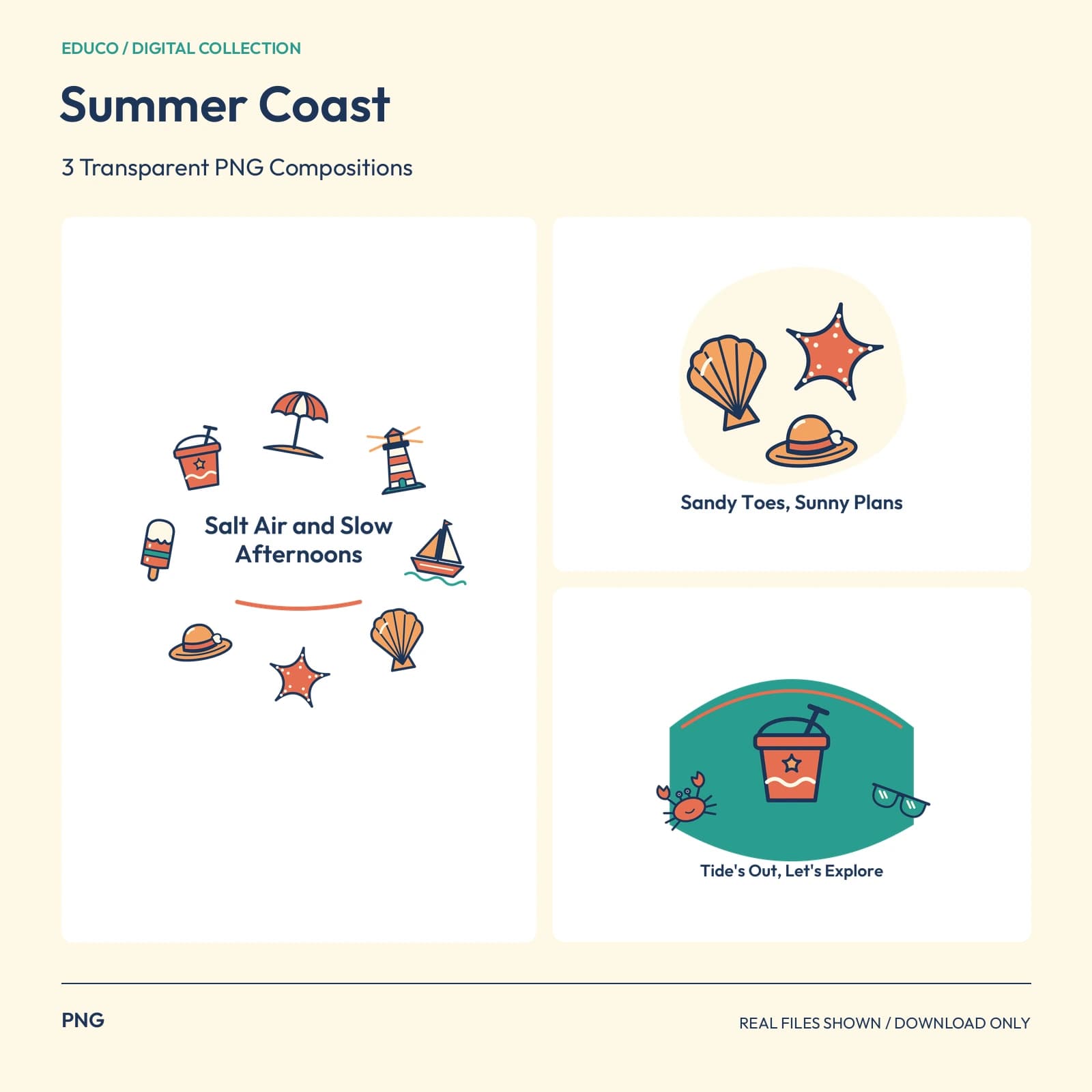 Summer Coast - 3 Transparent PNG Compositions preview