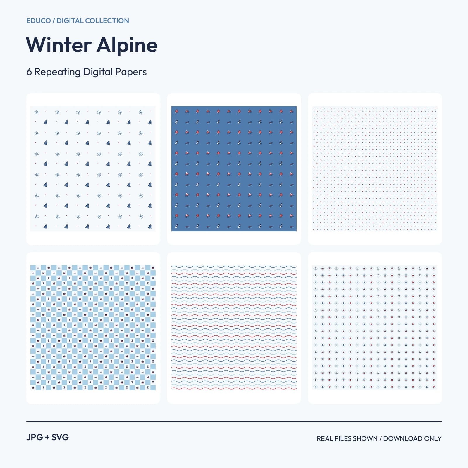 Winter Alpine - 6 Repeating Digital Papers preview