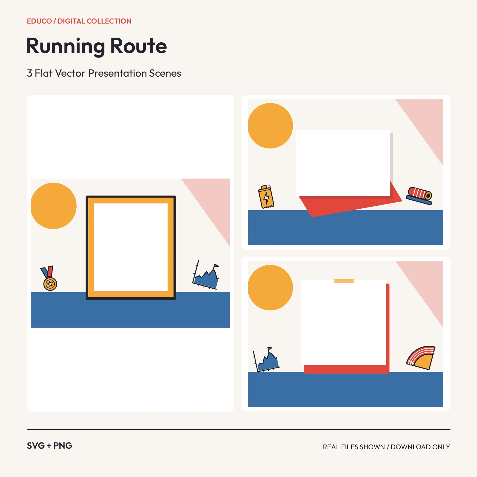 Running Route - 3 Flat Vector Presentation Scenes preview