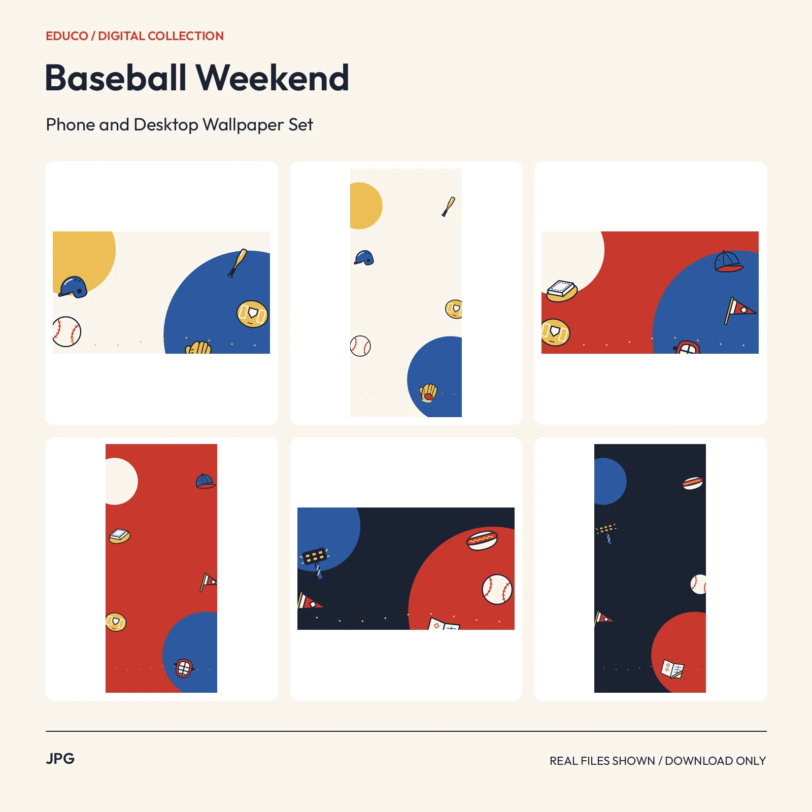 Baseball Weekend - Phone and Desktop Wallpaper Set preview