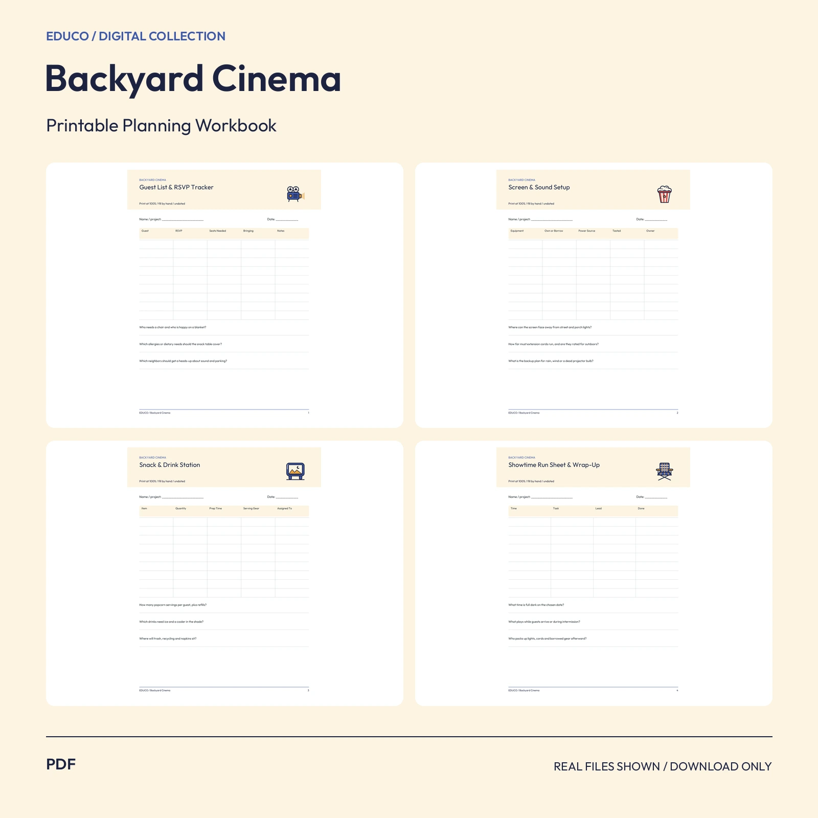 Backyard Cinema - Backyard Movie Night Planner preview