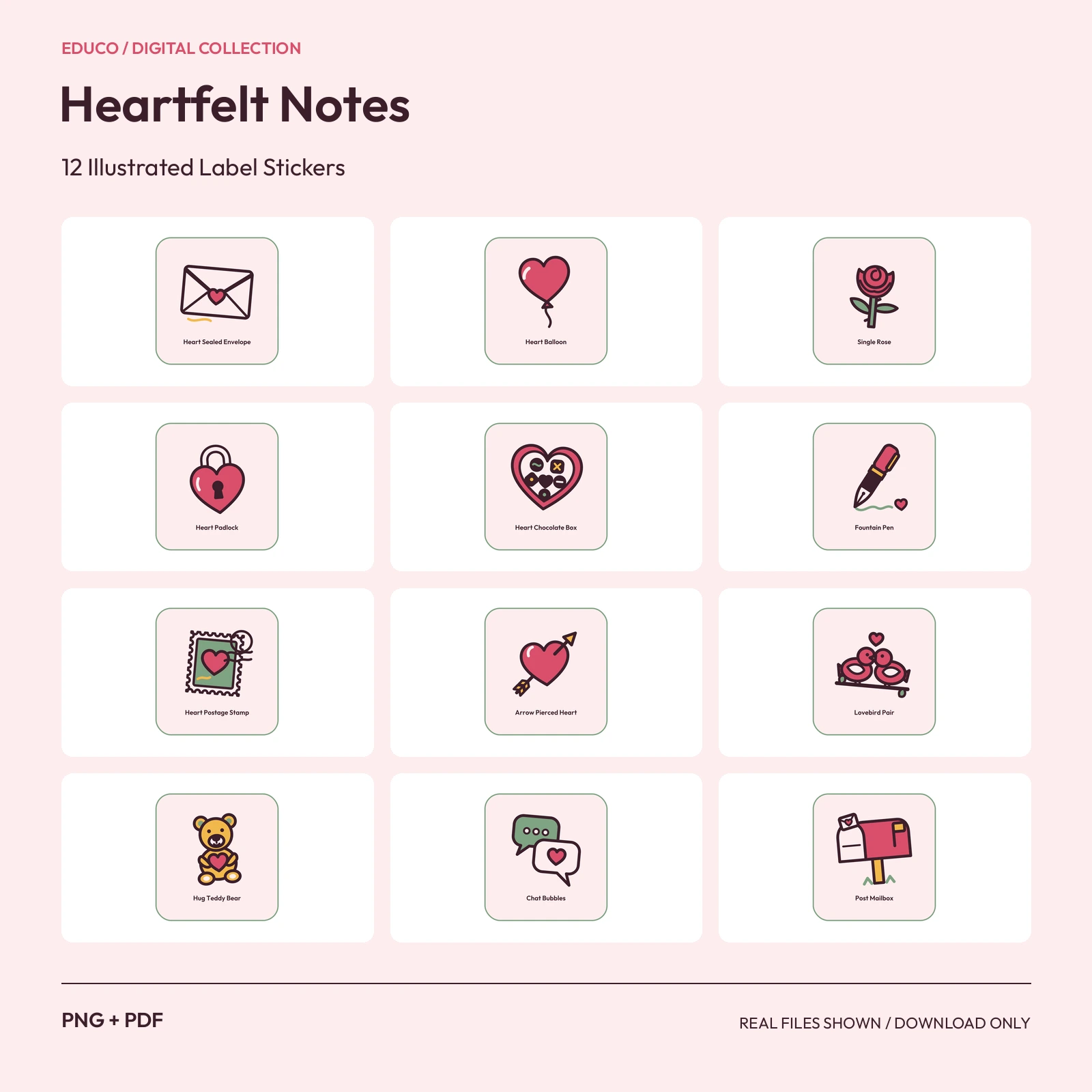 Heartfelt Notes - 12 Illustrated Label Stickers preview