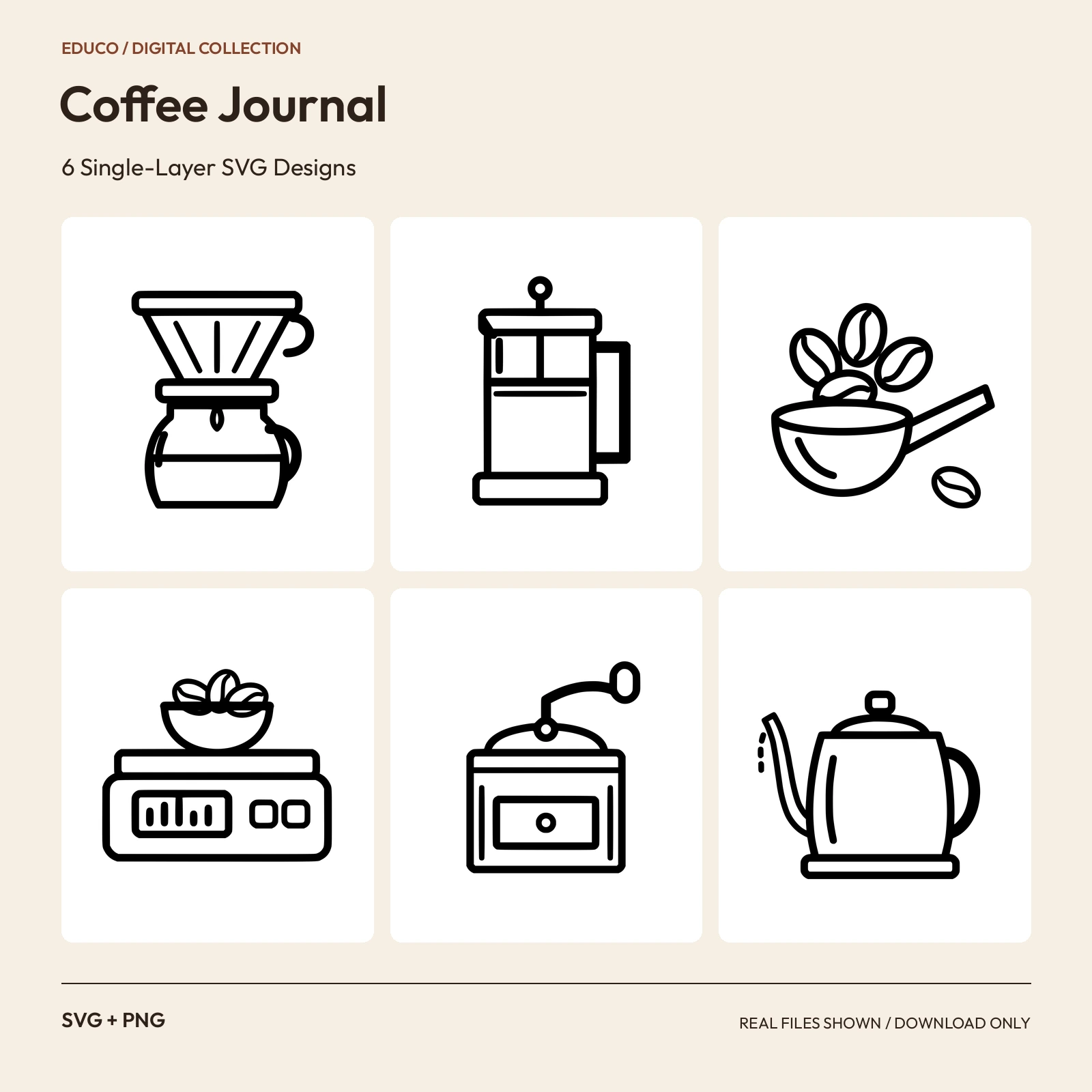 Coffee Journal - 6 Single-Layer SVG Designs preview