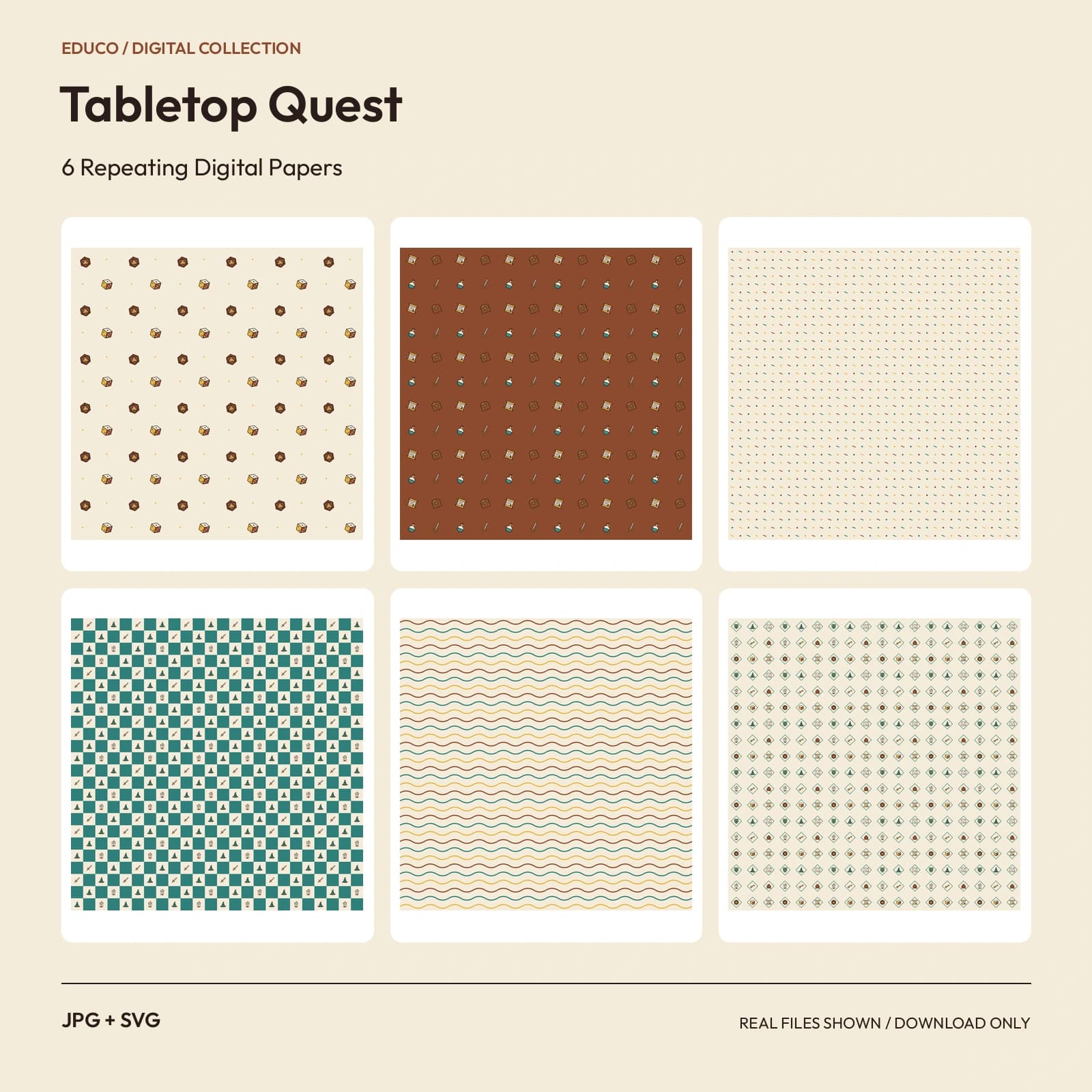 Tabletop Quest - 6 Repeating Digital Papers preview