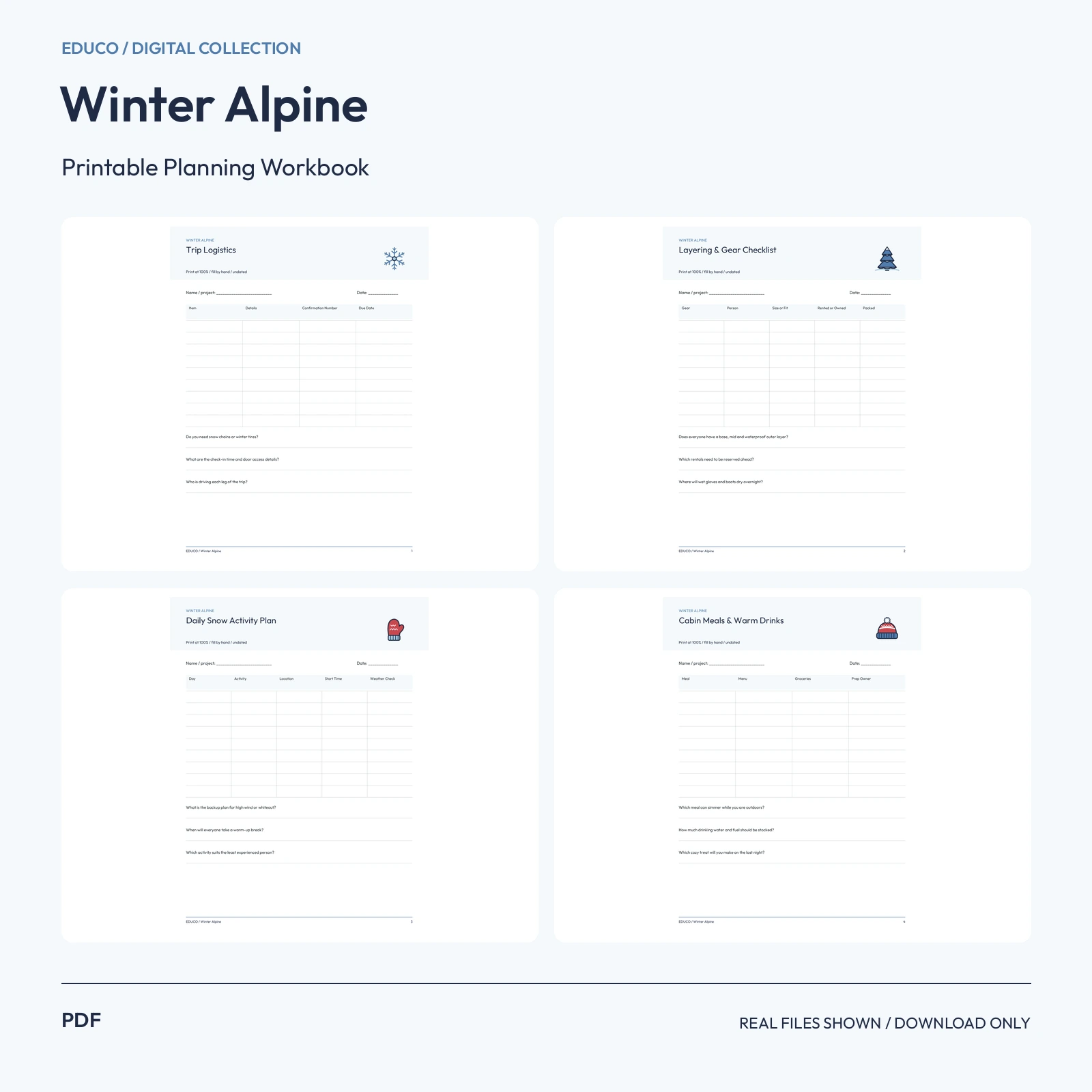 Winter Alpine - Winter Mountain Getaway Planner preview
