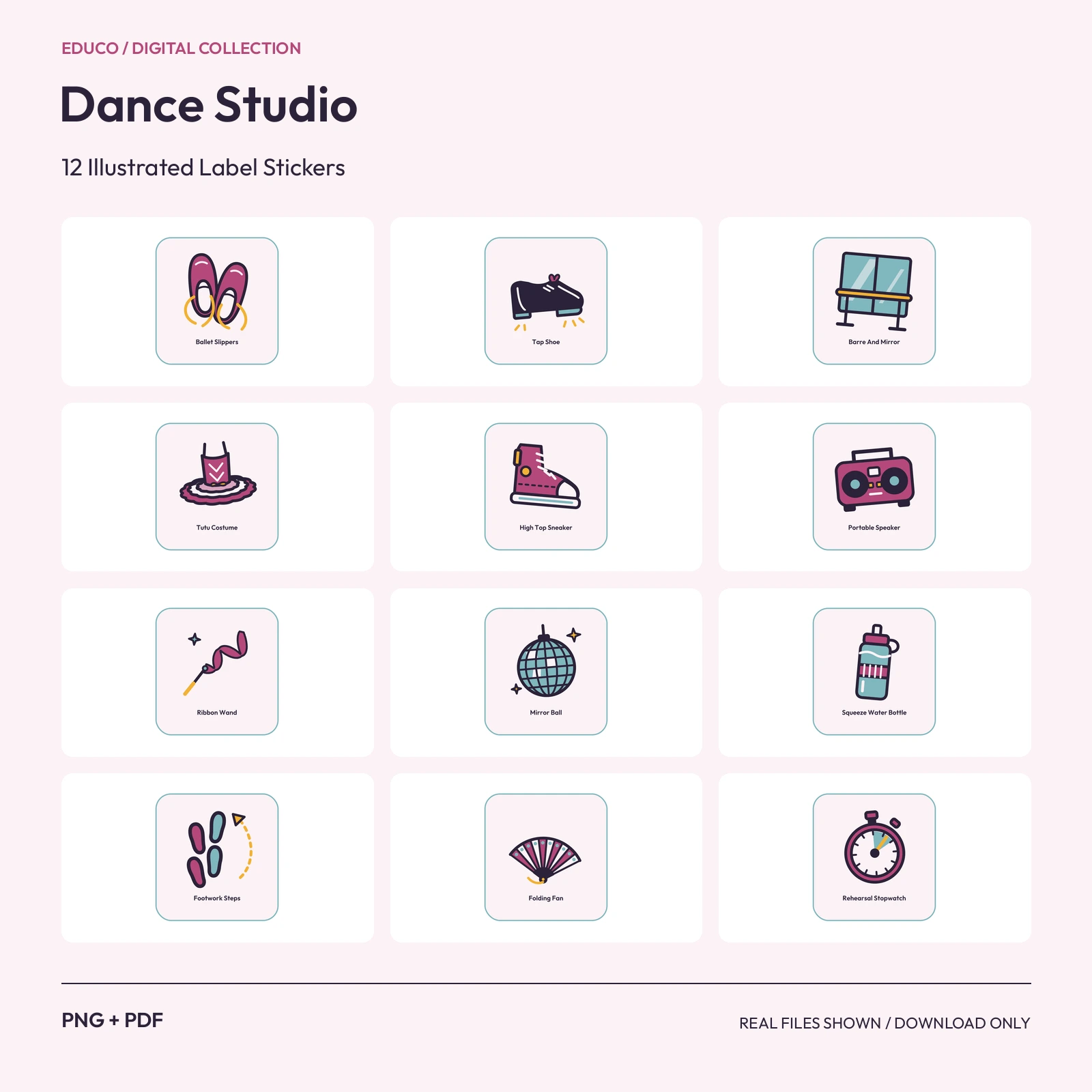 Dance Studio - 12 Illustrated Label Stickers preview
