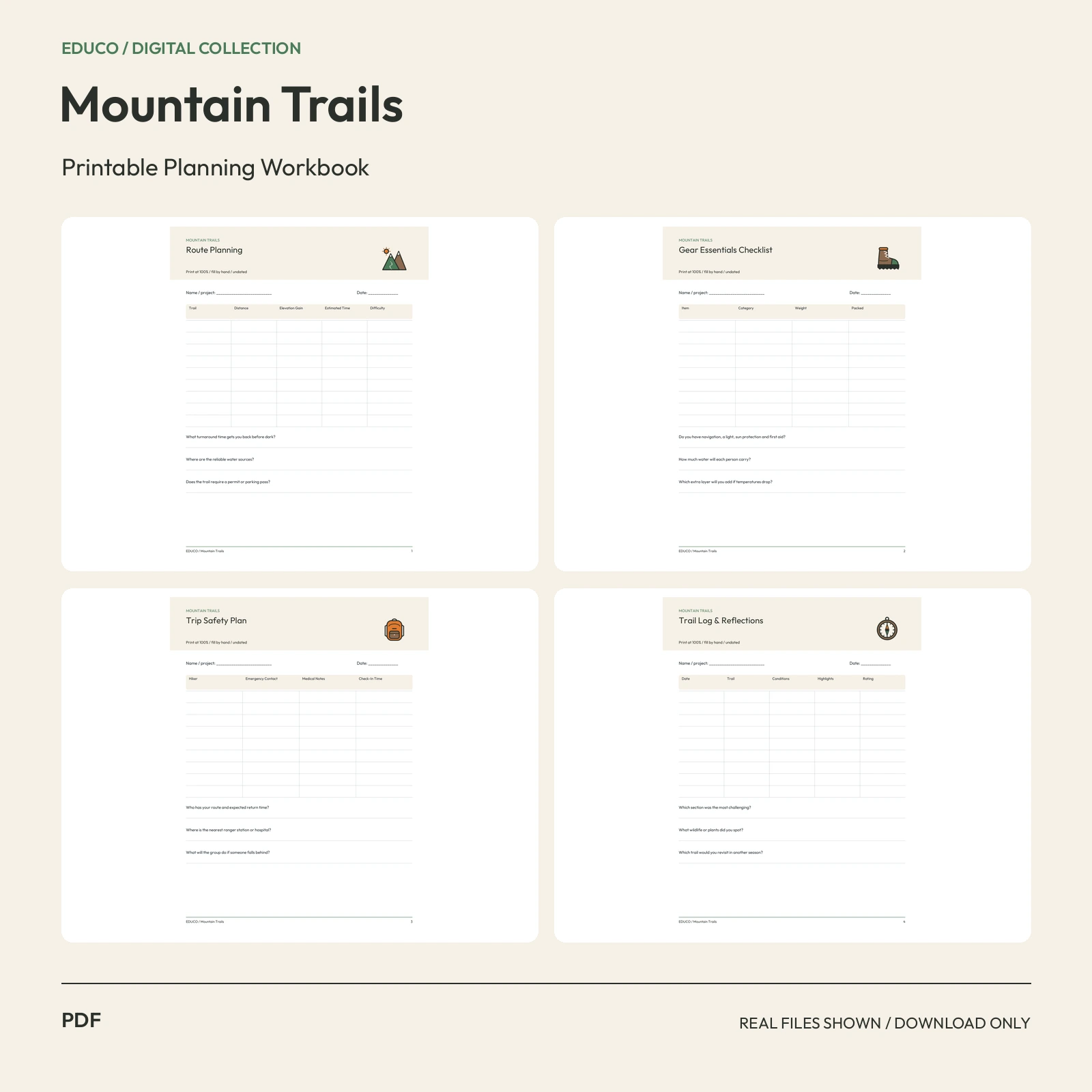 Mountain Trails - Hiking Trip & Trail Log Planner preview