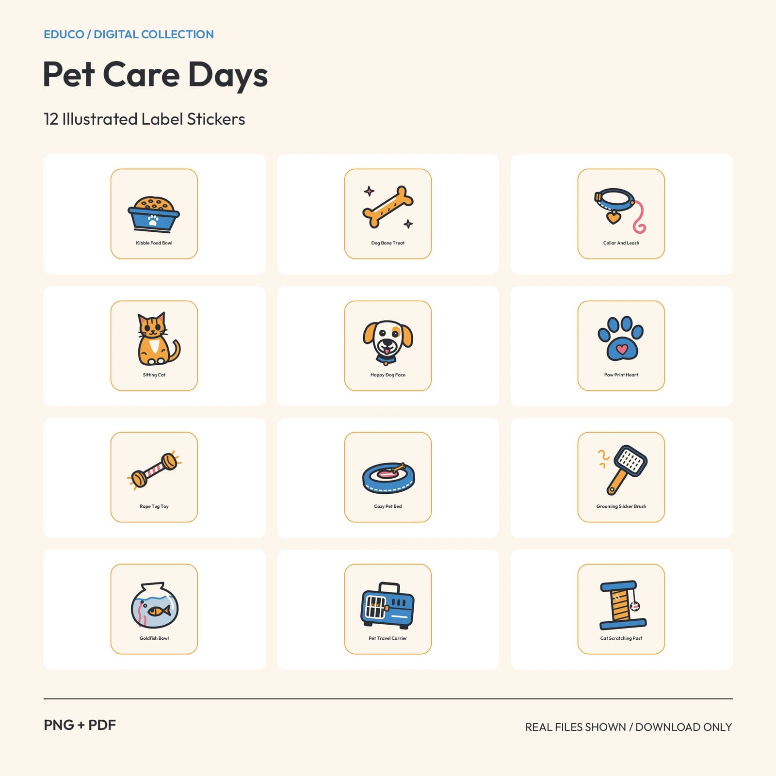 Pet Care Days - 12 Illustrated Label Stickers preview