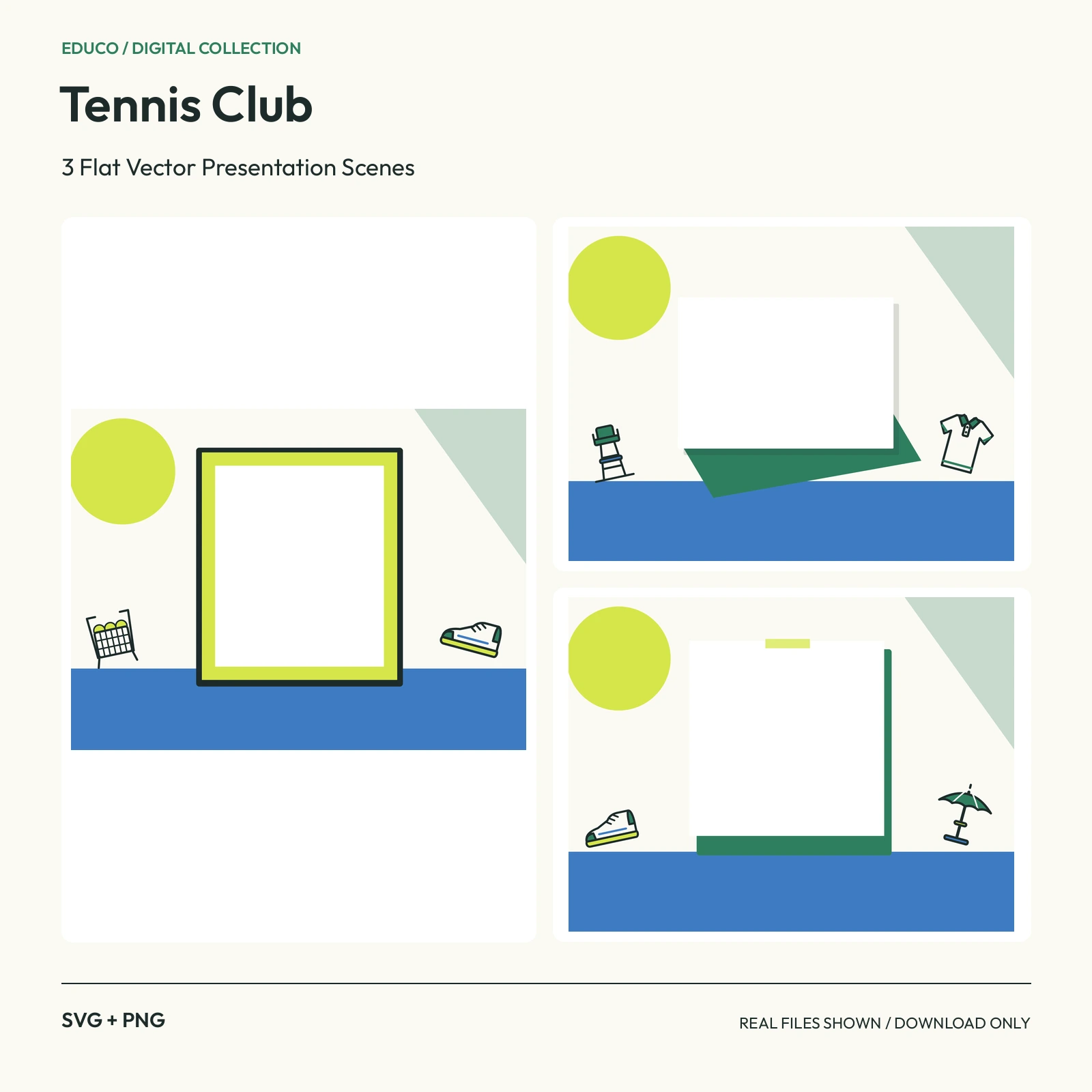 Tennis Club - 3 Flat Vector Presentation Scenes preview