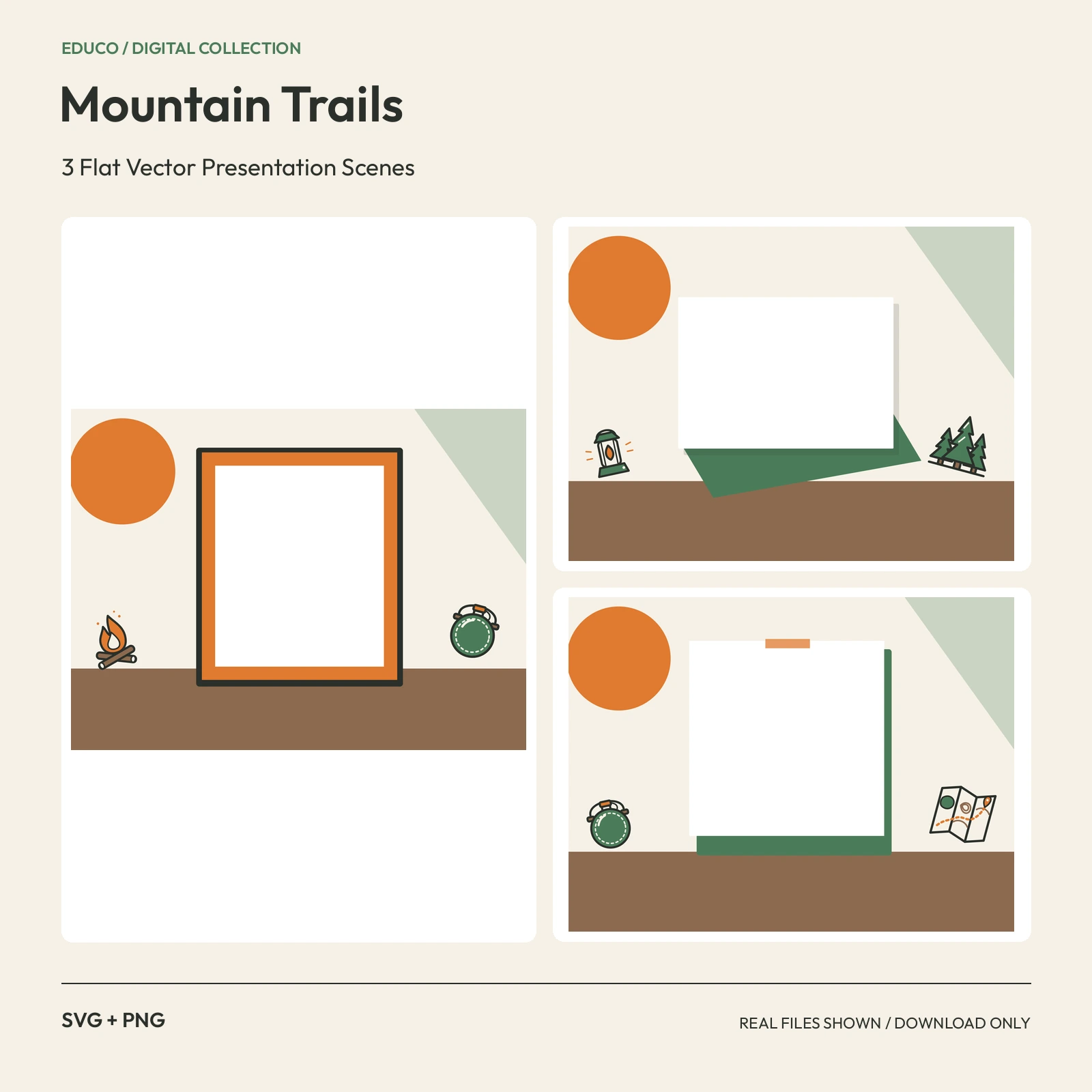 Mountain Trails - 3 Flat Vector Presentation Scenes preview