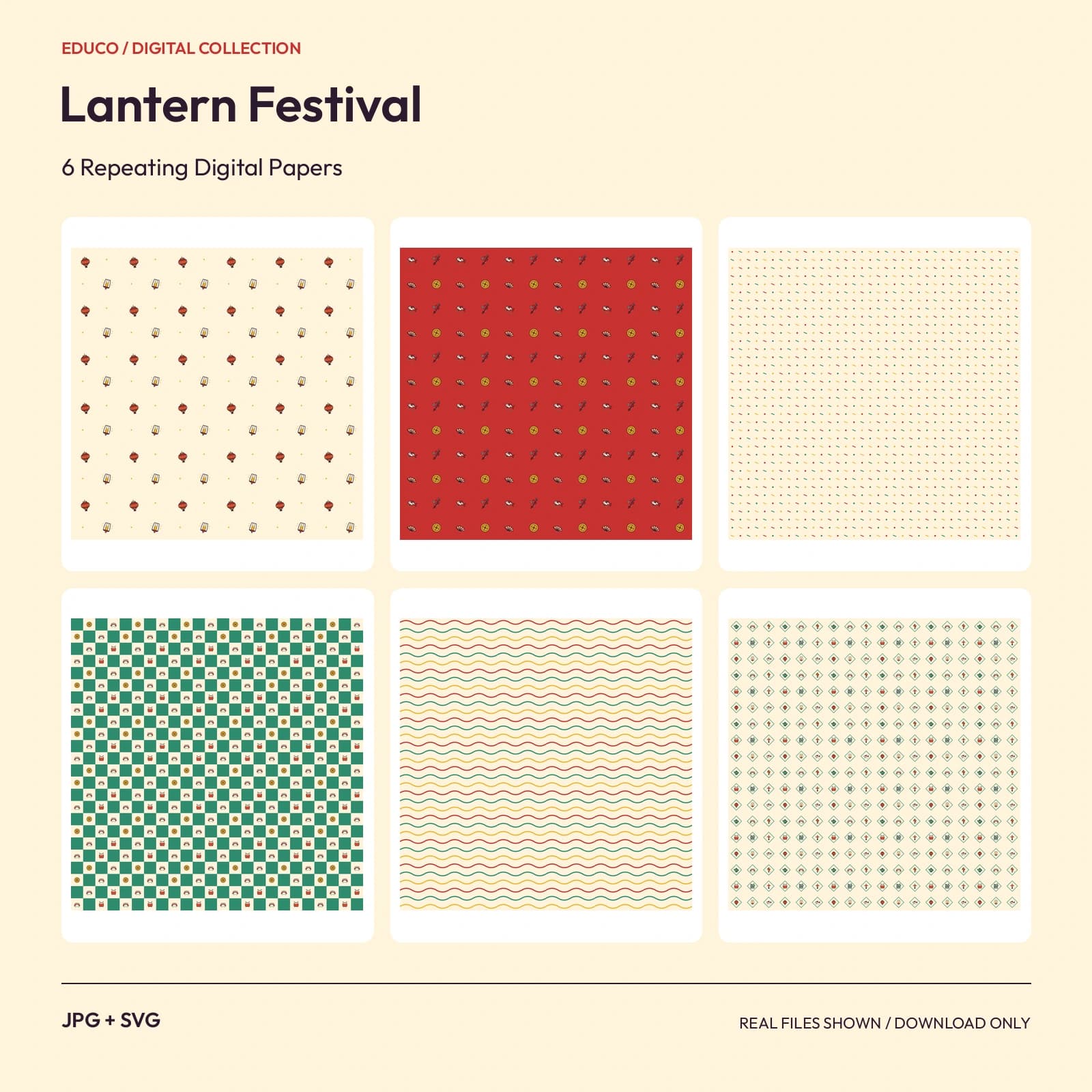 Lantern Festival - 6 Repeating Digital Papers preview