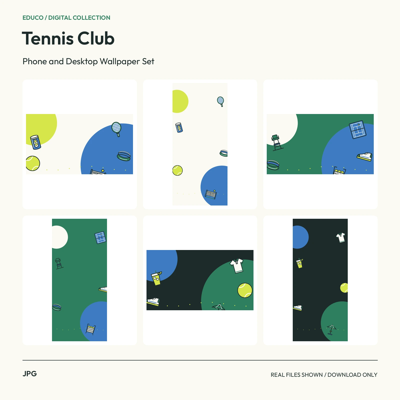 Tennis Club - Phone and Desktop Wallpaper Set preview