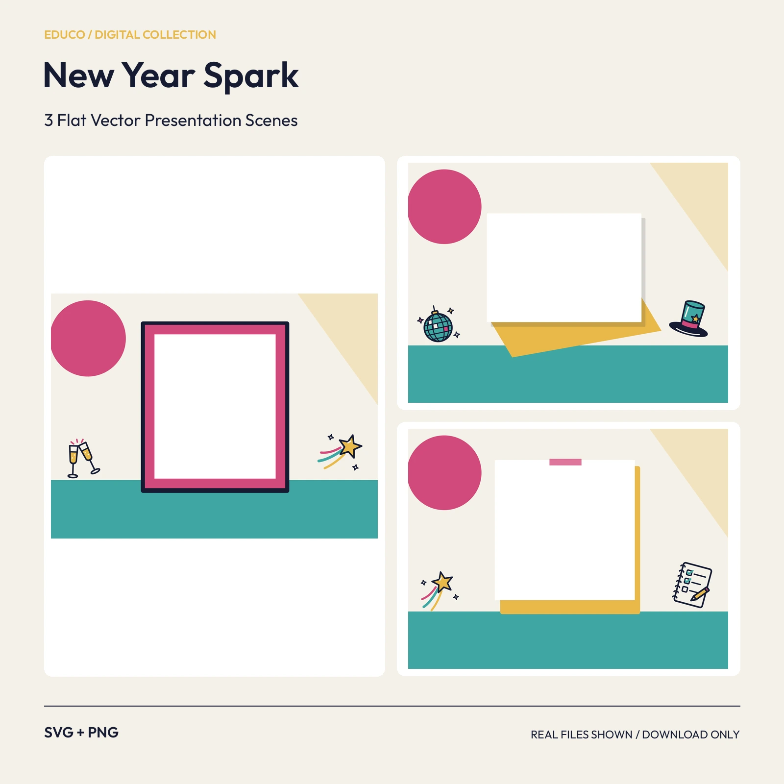 New Year Spark - 3 Flat Vector Presentation Scenes preview