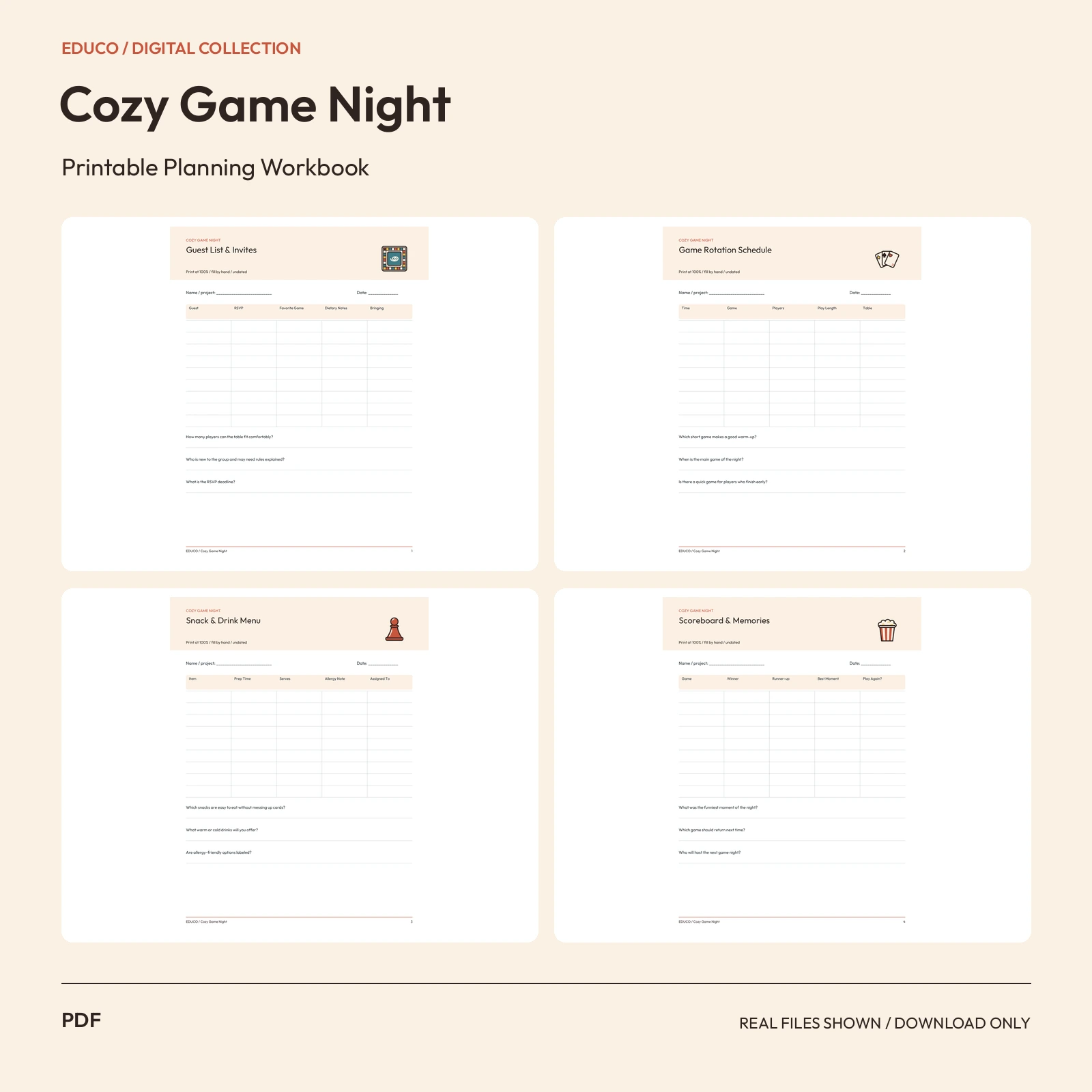 Cozy Game Night - Cozy Game Night Hosting Planner preview