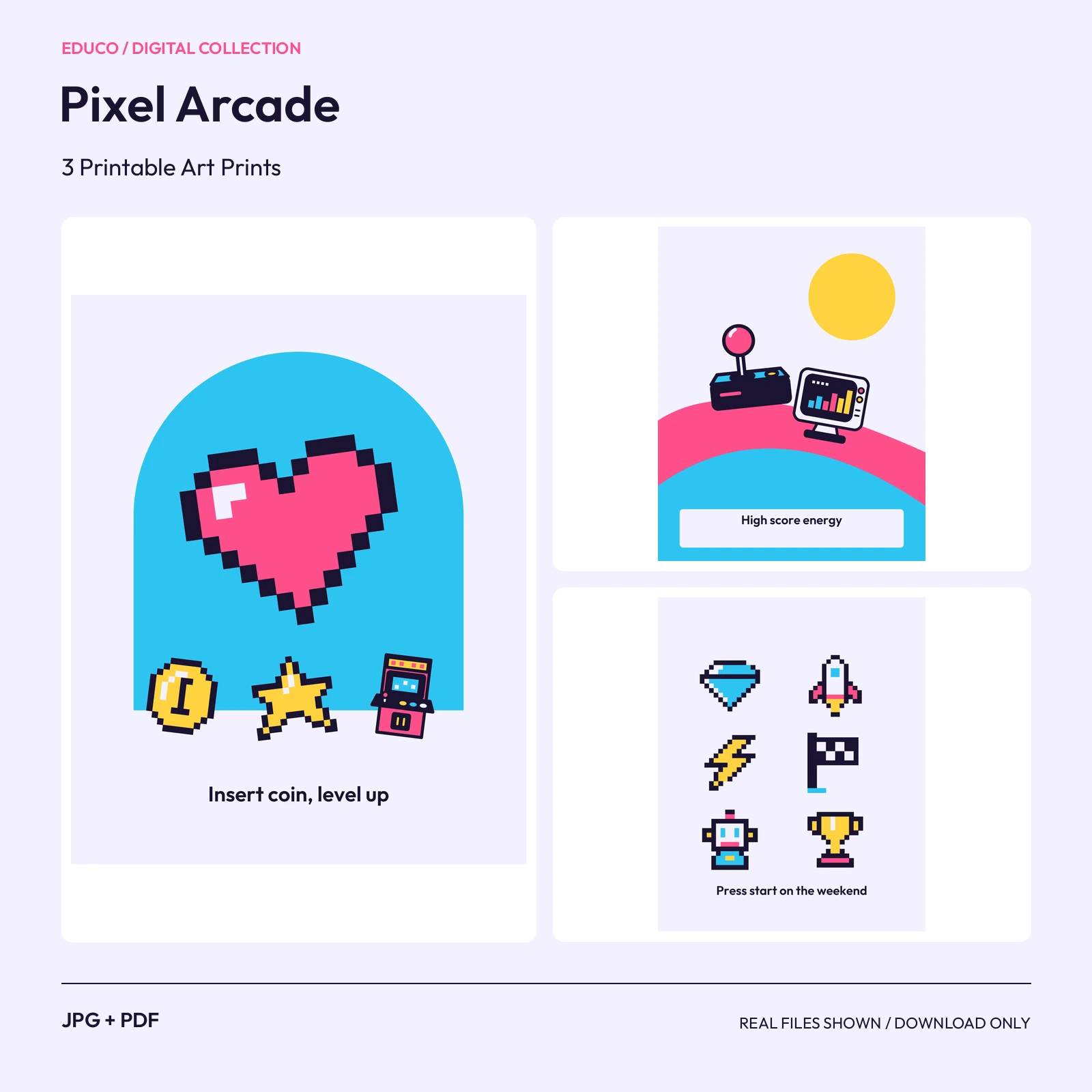 Pixel Arcade - 3 Printable Art Prints preview