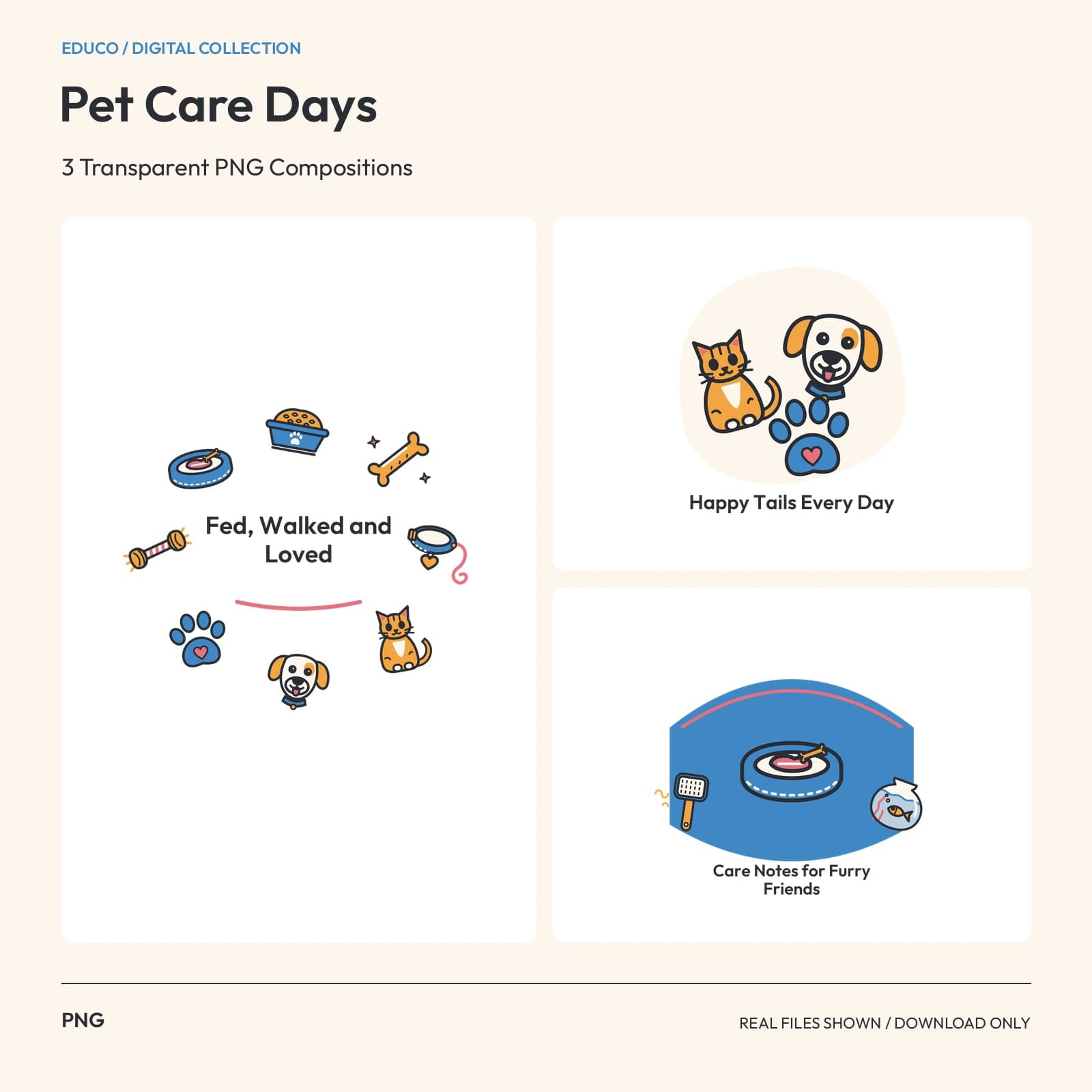 Pet Care Days - 3 Transparent PNG Compositions preview
