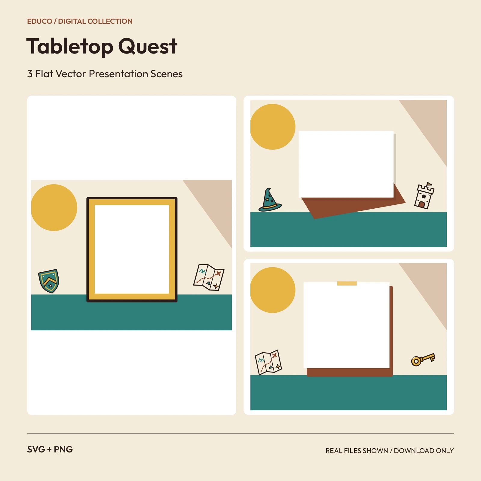 Tabletop Quest - 3 Flat Vector Presentation Scenes preview
