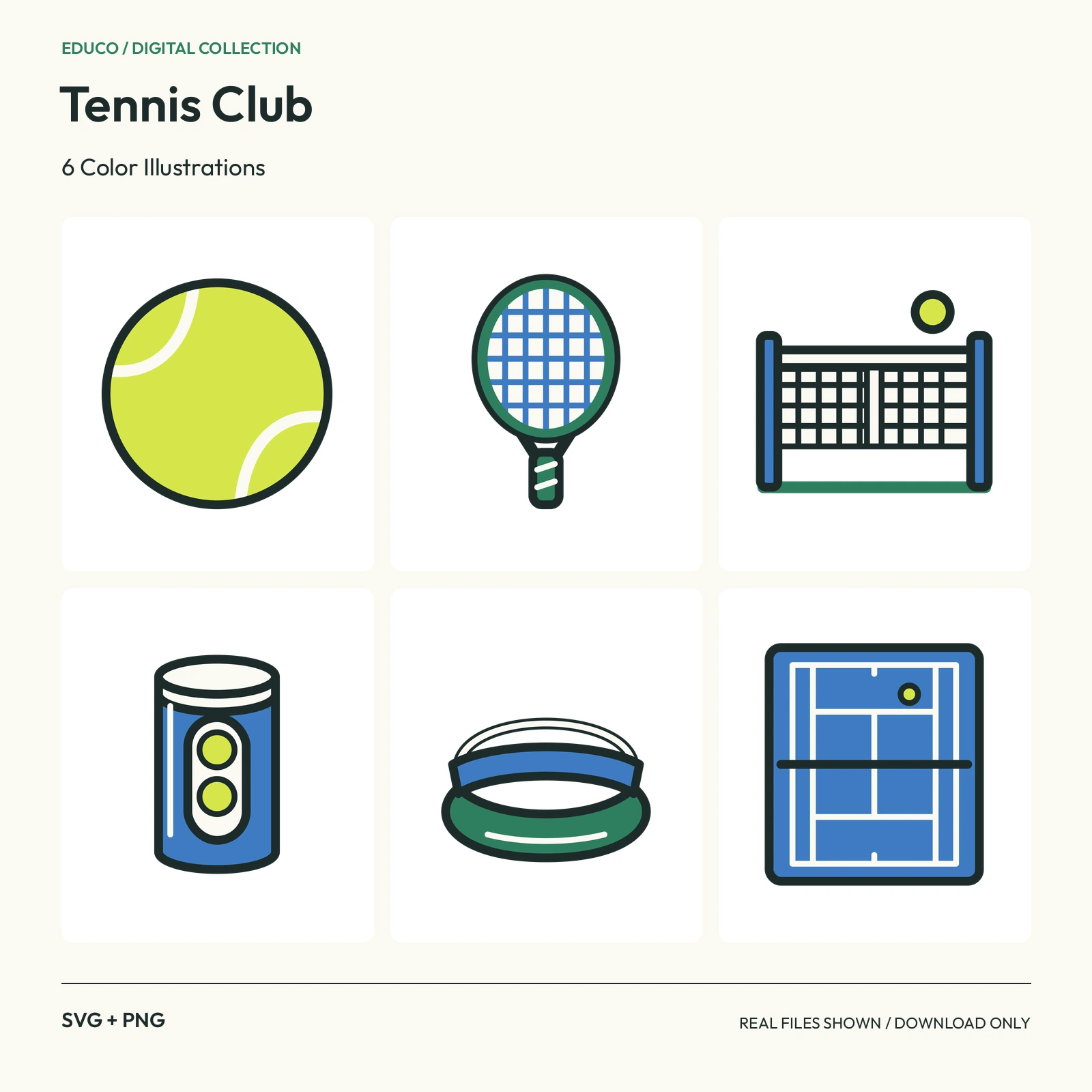 Tennis Club - 6 Color Illustrations preview
