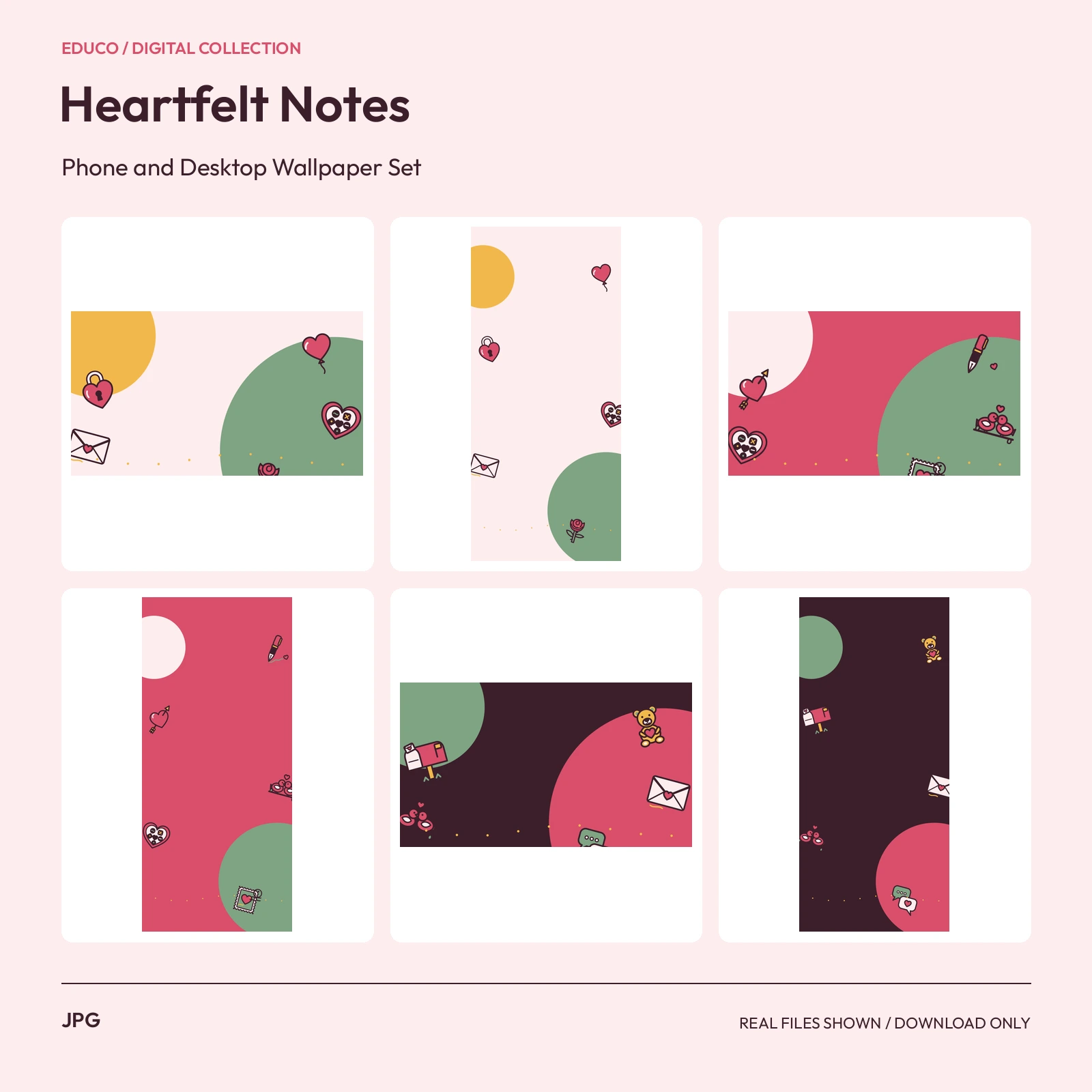 Heartfelt Notes - Phone and Desktop Wallpaper Set preview
