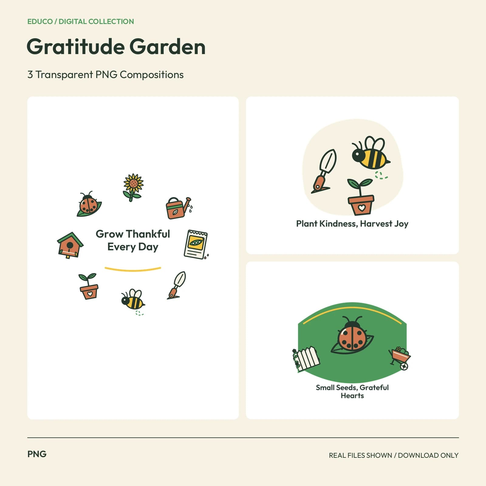 Gratitude Garden - 3 Transparent PNG Compositions preview