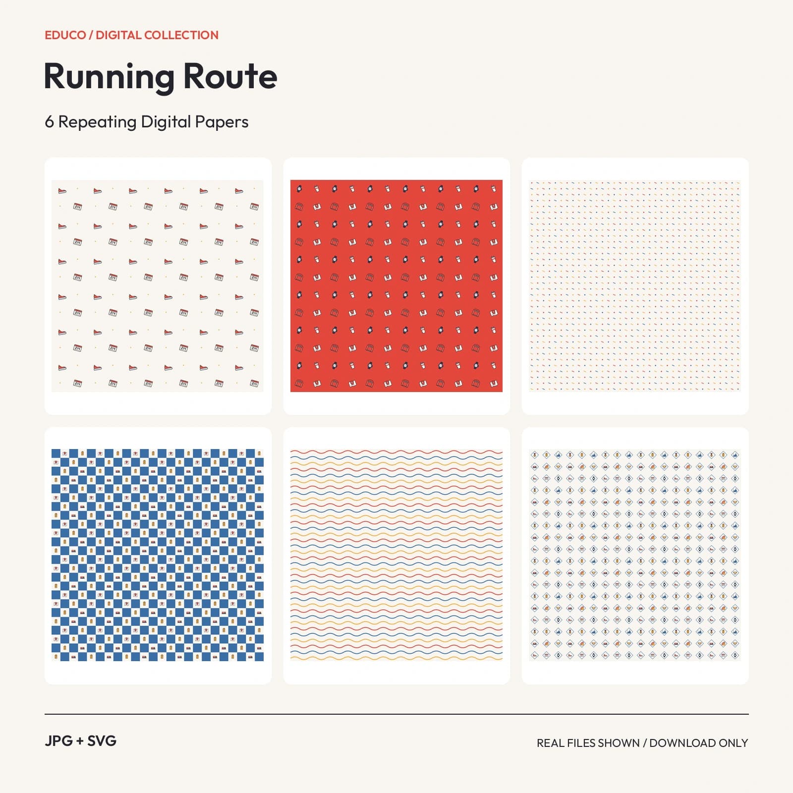 Running Route - 6 Repeating Digital Papers preview