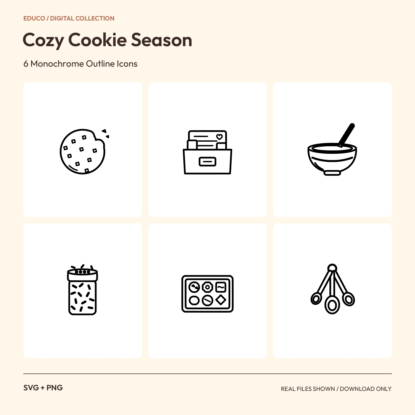 Cozy Cookie Season - 6 Monochrome Outline Icons preview