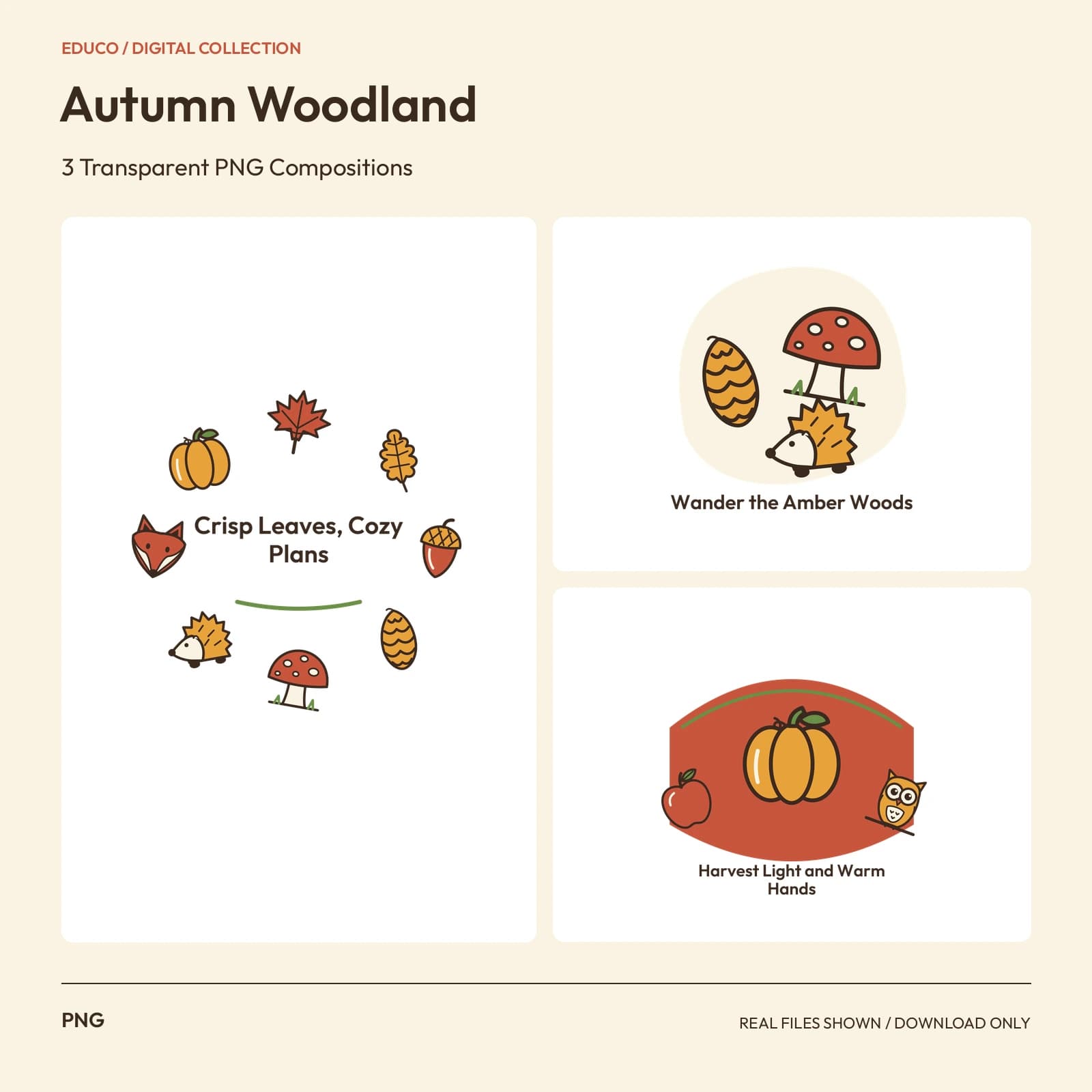 Autumn Woodland - 3 Transparent PNG Compositions preview