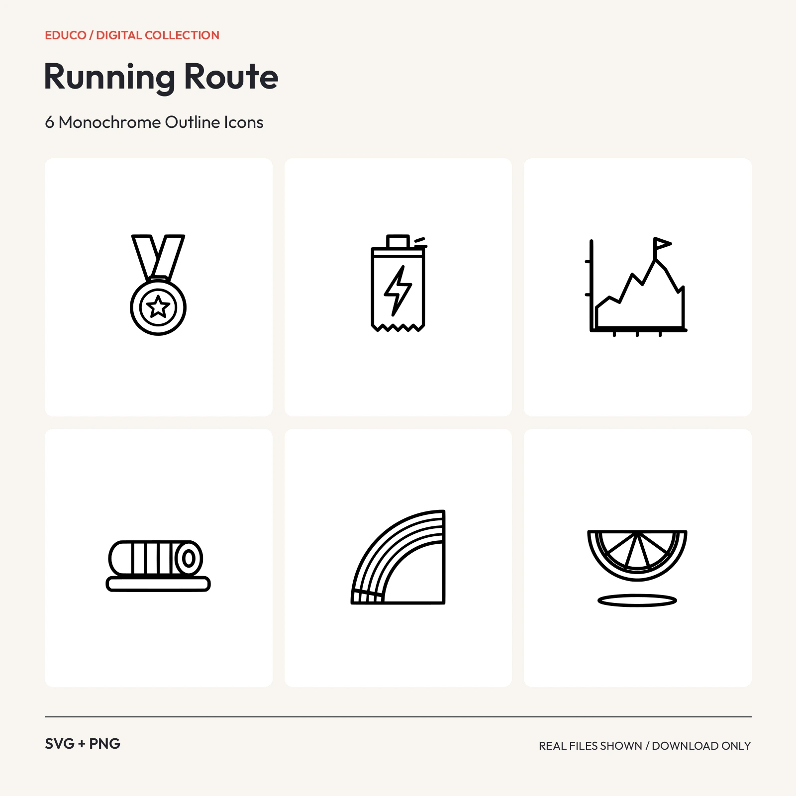 Running Route - 6 Monochrome Outline Icons preview