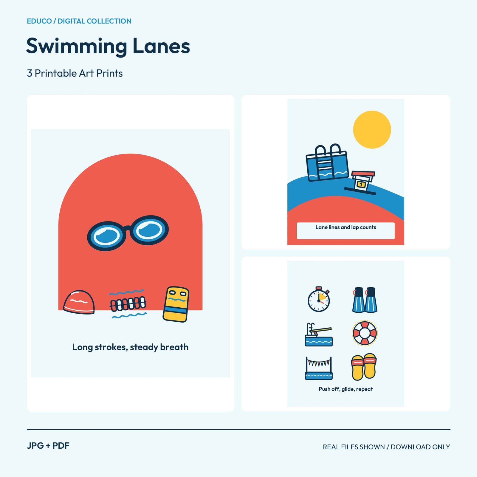 Swimming Lanes - 3 Printable Art Prints preview