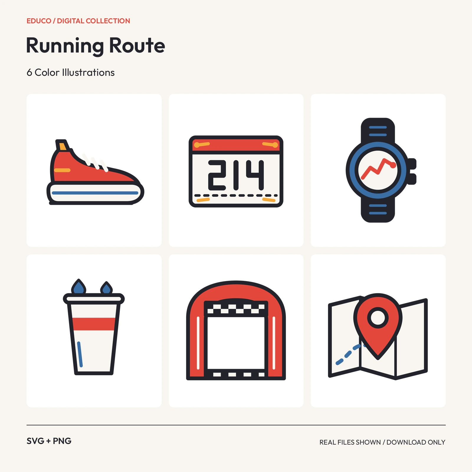 Running Route - 6 Color Illustrations preview