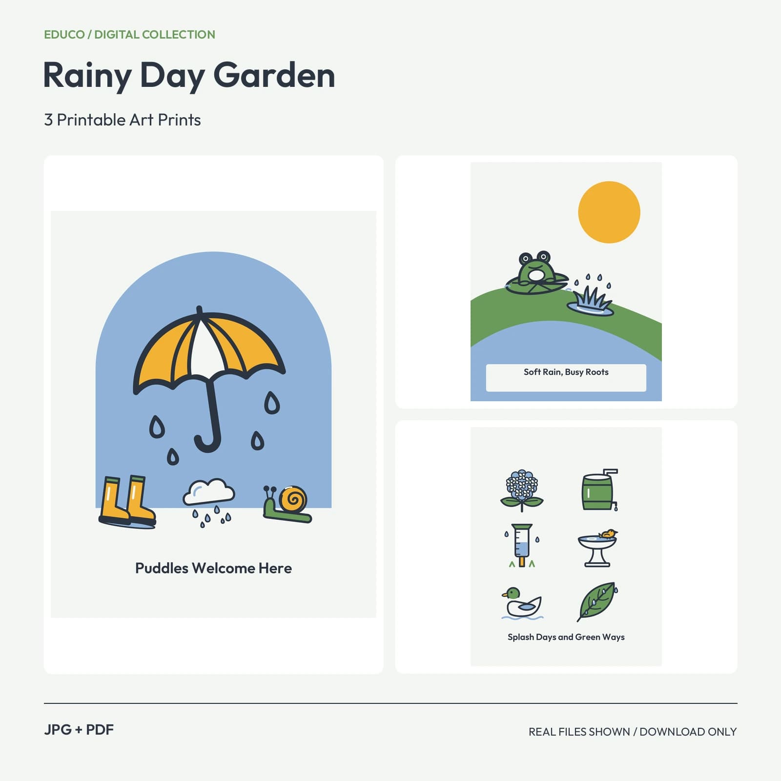 Rainy Day Garden - 3 Printable Art Prints preview