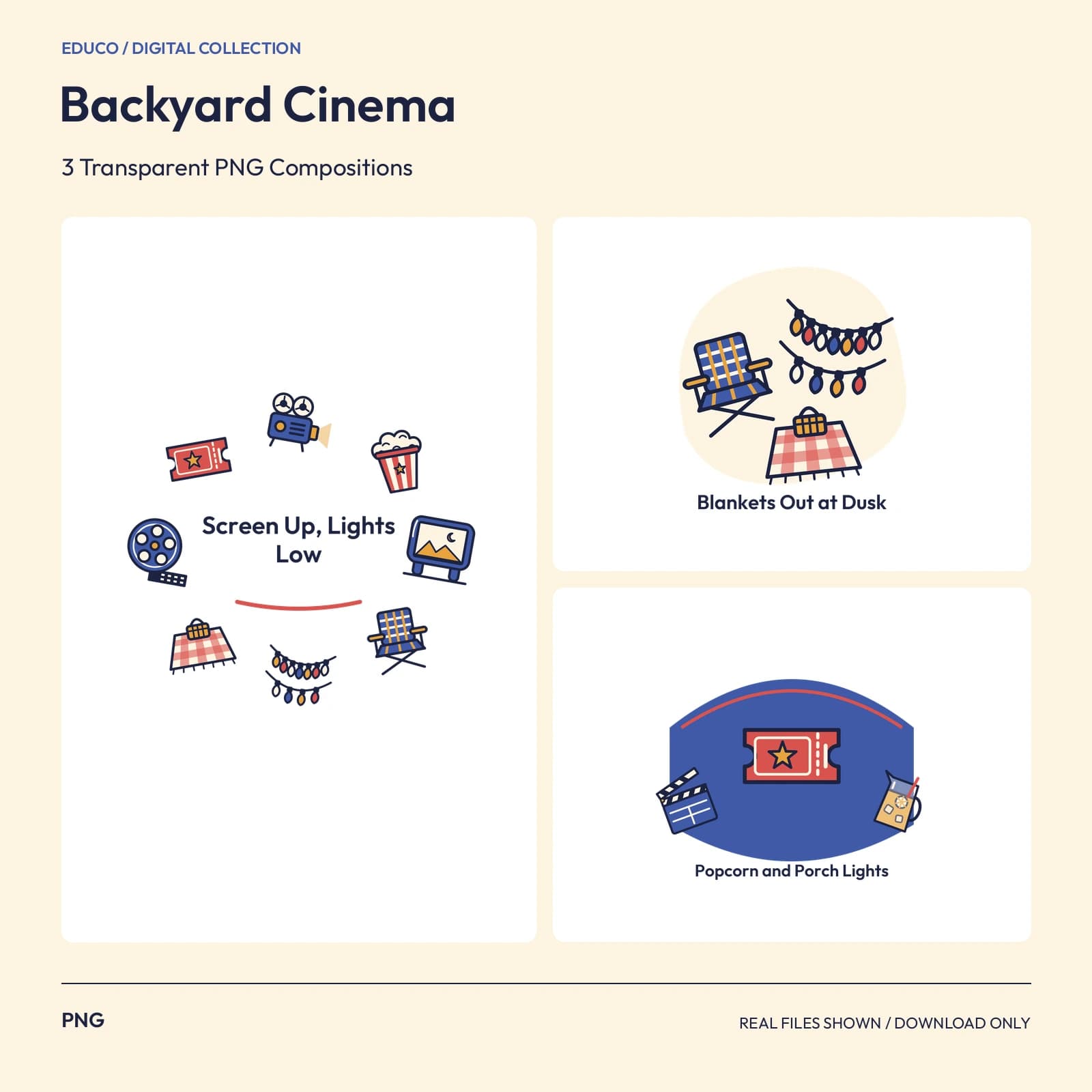 Backyard Cinema - 3 Transparent PNG Compositions preview