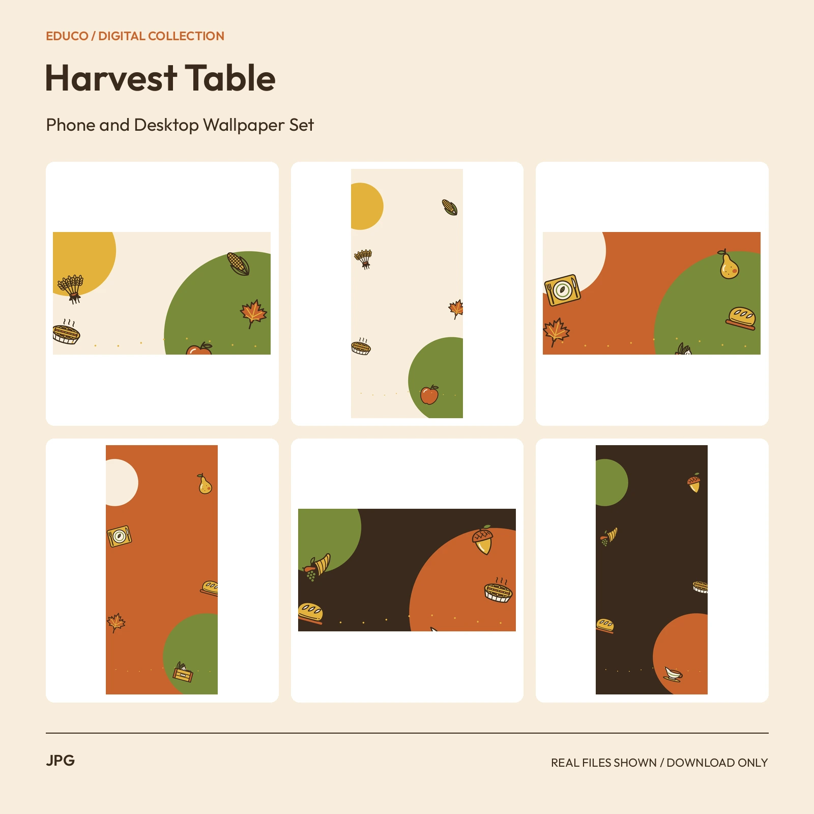 Harvest Table - Phone and Desktop Wallpaper Set preview