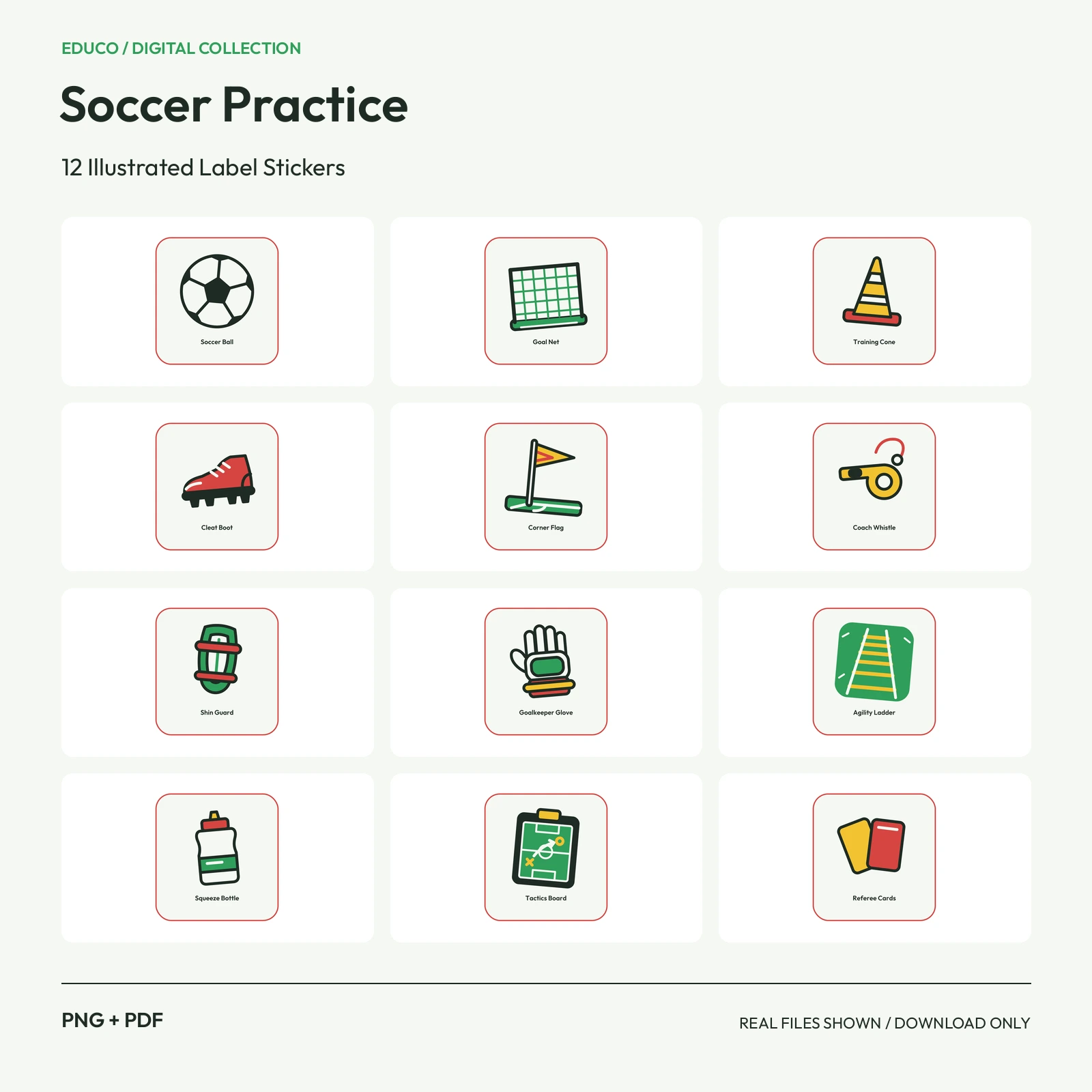 Soccer Practice - 12 Illustrated Label Stickers preview