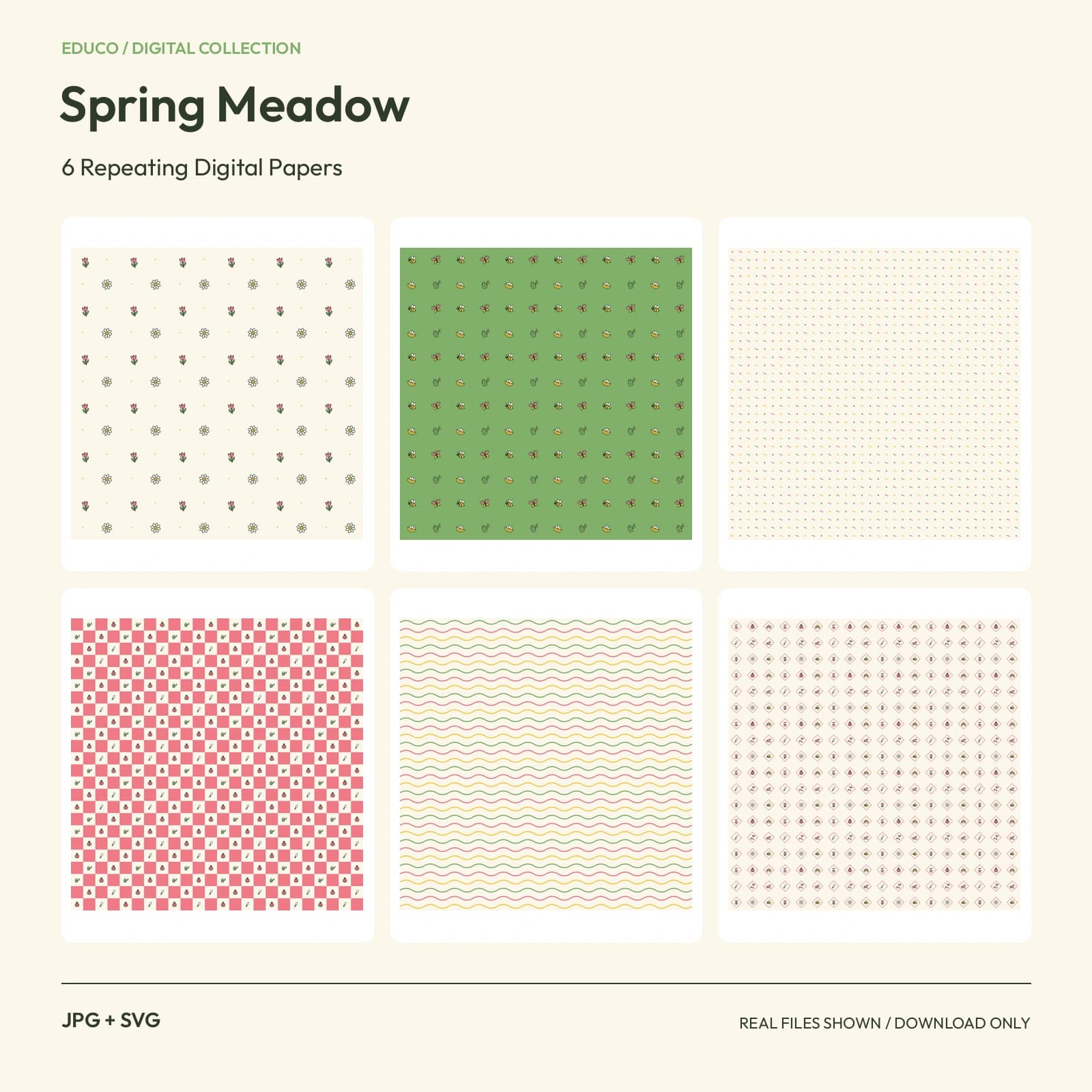 Spring Meadow - 6 Repeating Digital Papers preview